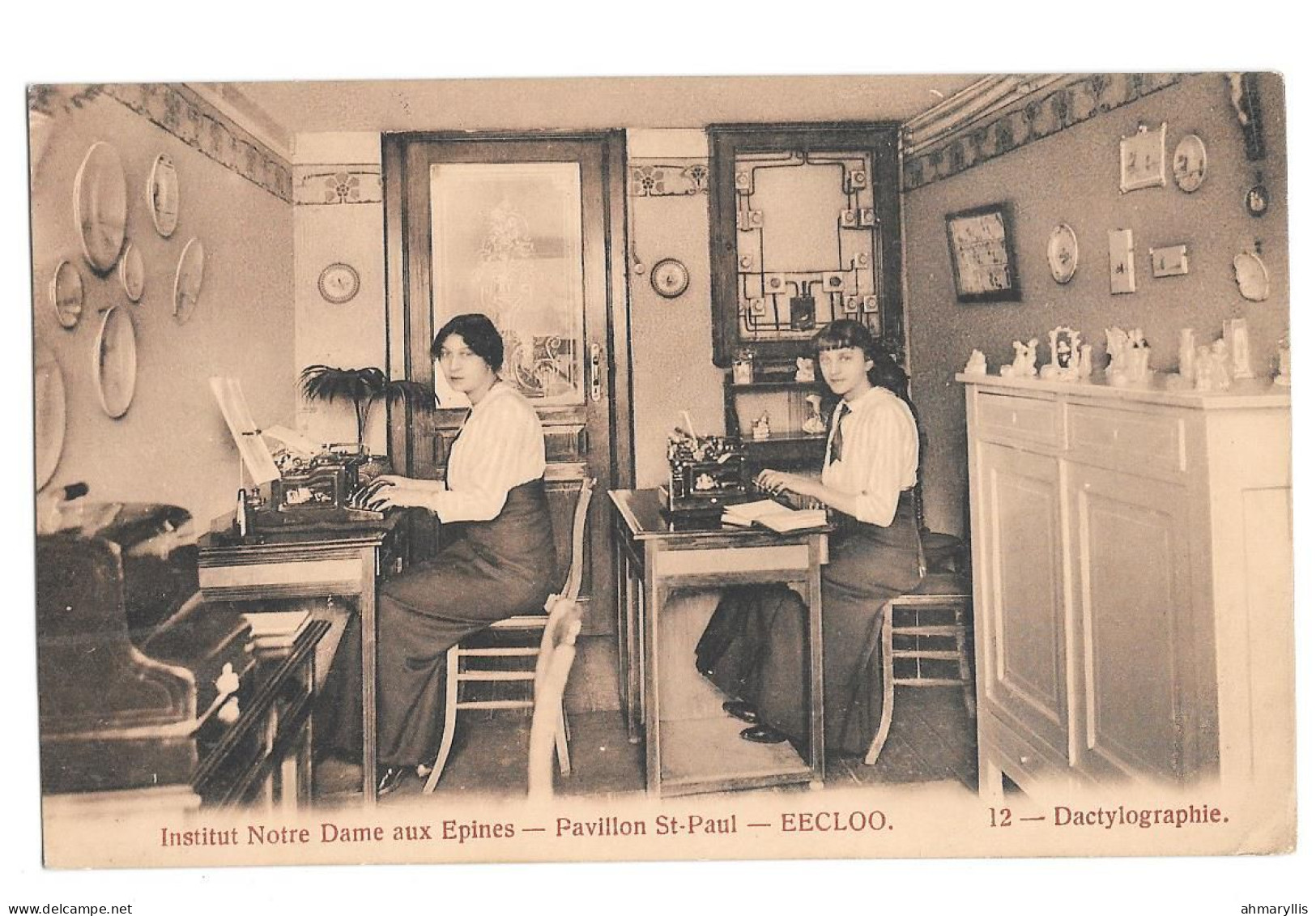 Eeklo Eecloo Institut Note Dame Aux épines Lot 3 Cartes 1920 1921 1922 Dactylographie Classe Plein Air Cuisine V Vincent - Eeklo