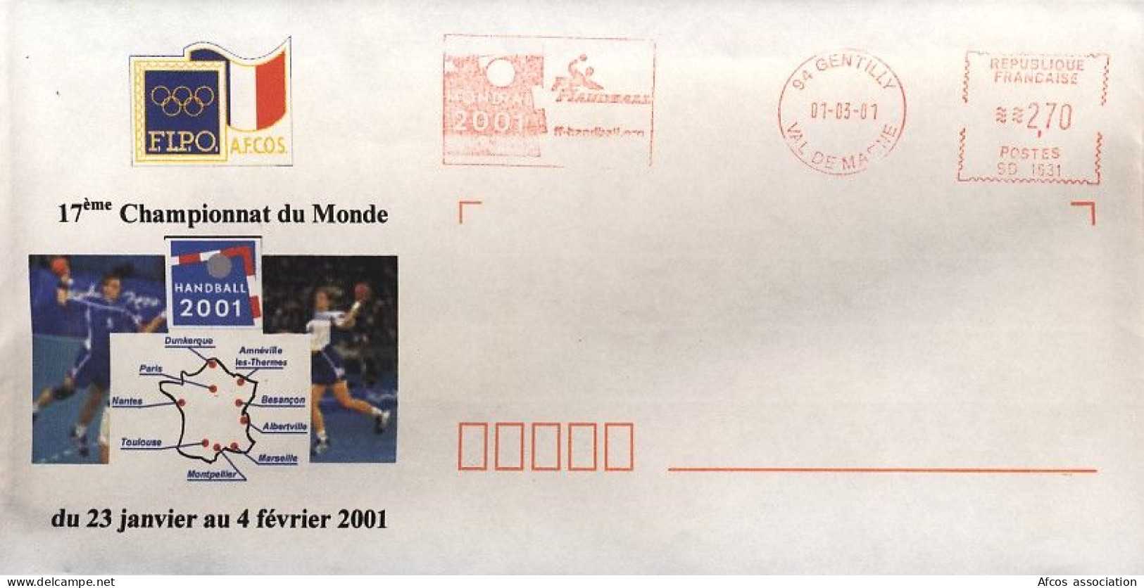 Hand Ball 17ème Championnat Du Monde En France 2001  EMA Fédération Gentilly 07-03-2001 - Handball