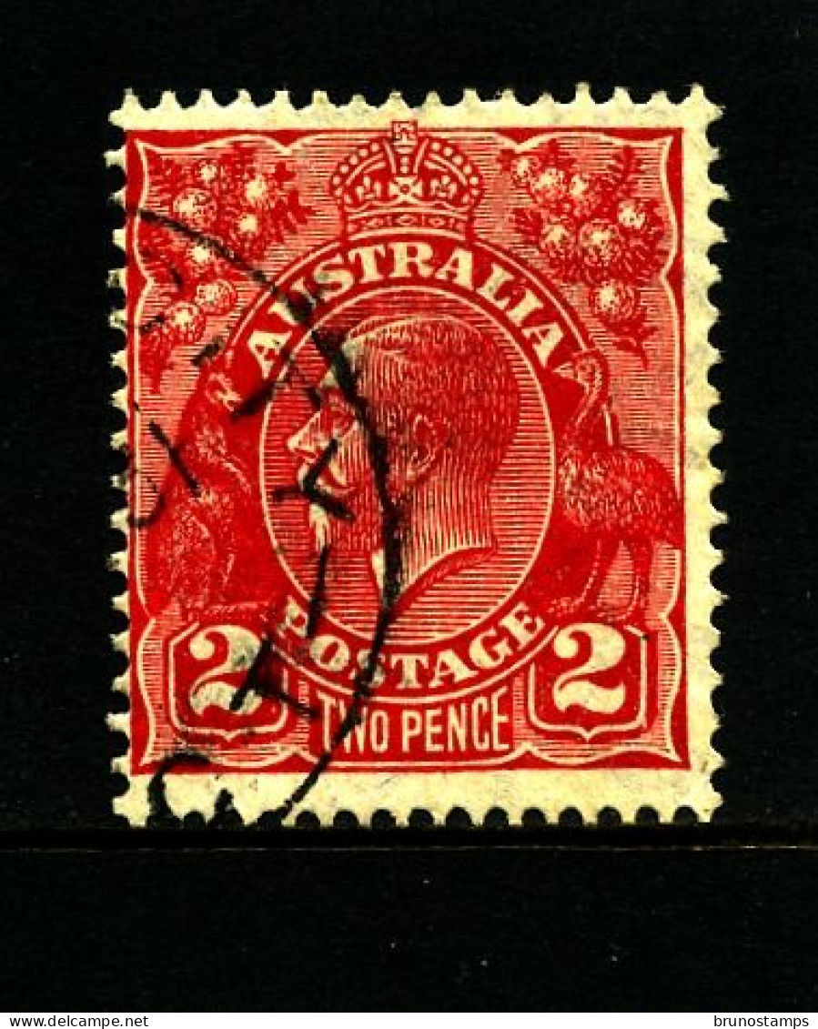 AUSTRALIA - 1930  KGV HEAD  2 D  RED  INVERTED  SMALL MULTIPLE WMK PERF 13 1/2x12 1/2 FINE USED  SG 99aw - Oblitérés