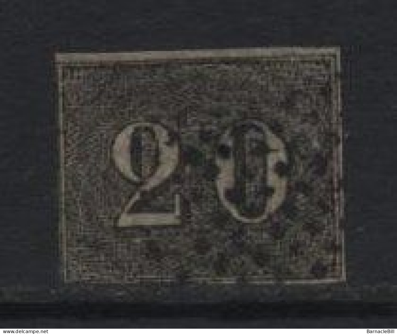 Brazil (06) 1850 Issue. 20r. Black. Used. Hinged. - Gebraucht