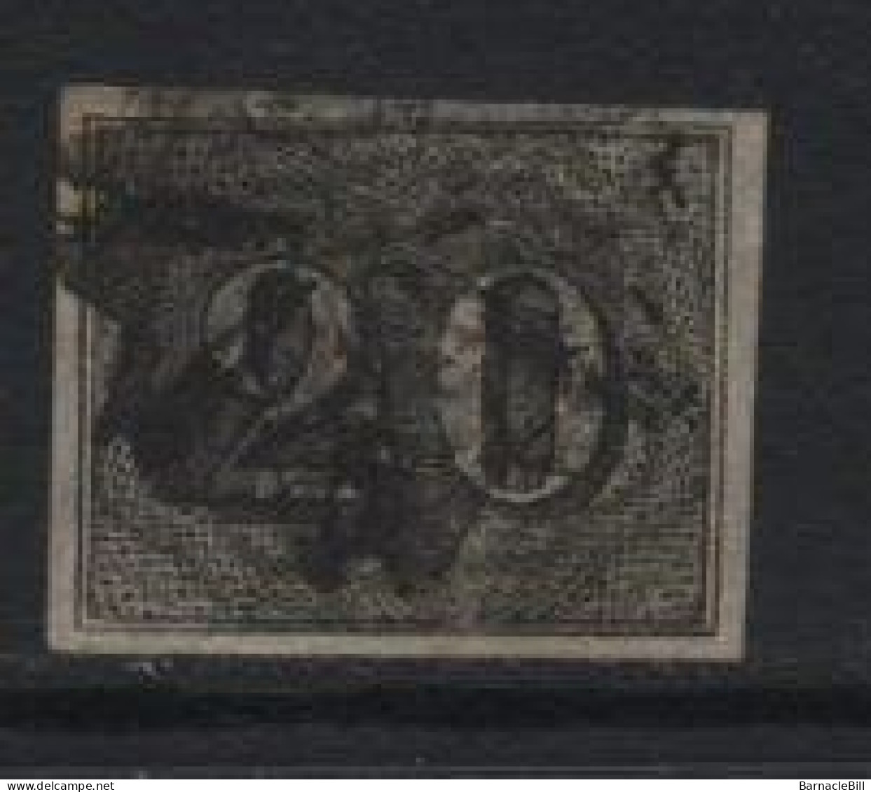 Brazil (07) 1850 Issue. 20r. Black. Used. Hinged. - Gebraucht