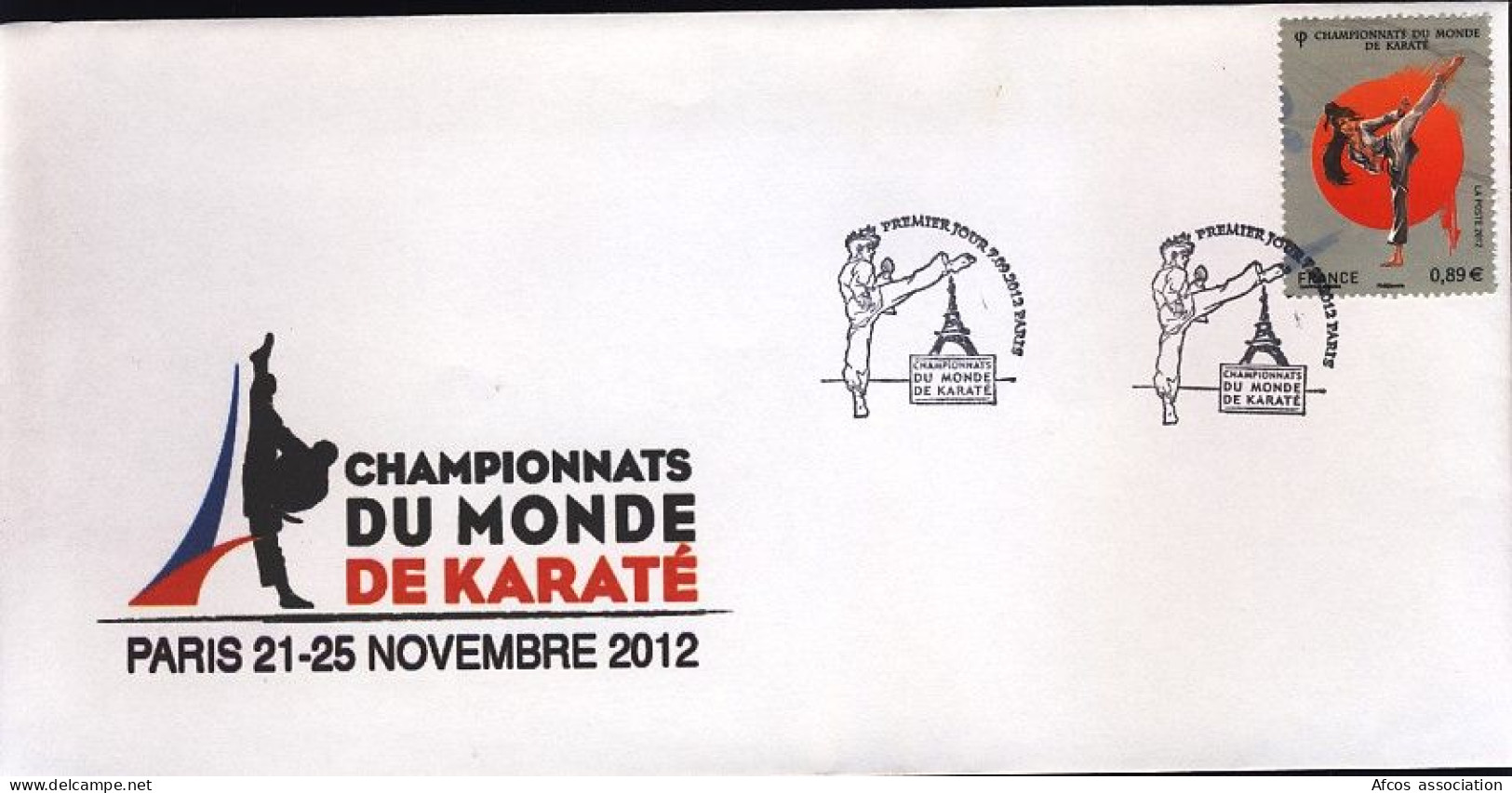 Karaté Championnat Du Monde 2012 France  Obl 1er Jour Paris Combatante Femme - Non Classificati