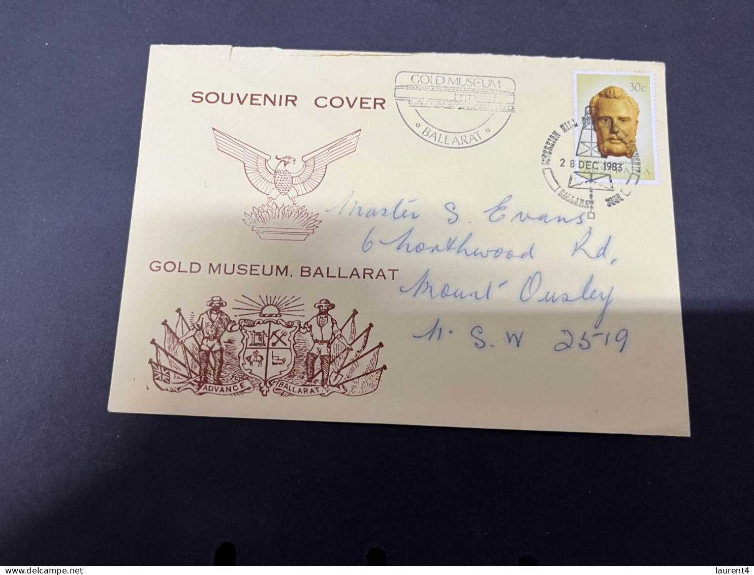 30-9-2023 (2 U 34) Australia FDC - 1983 - Ballarat Gold Museum (to Master) - Altri & Non Classificati