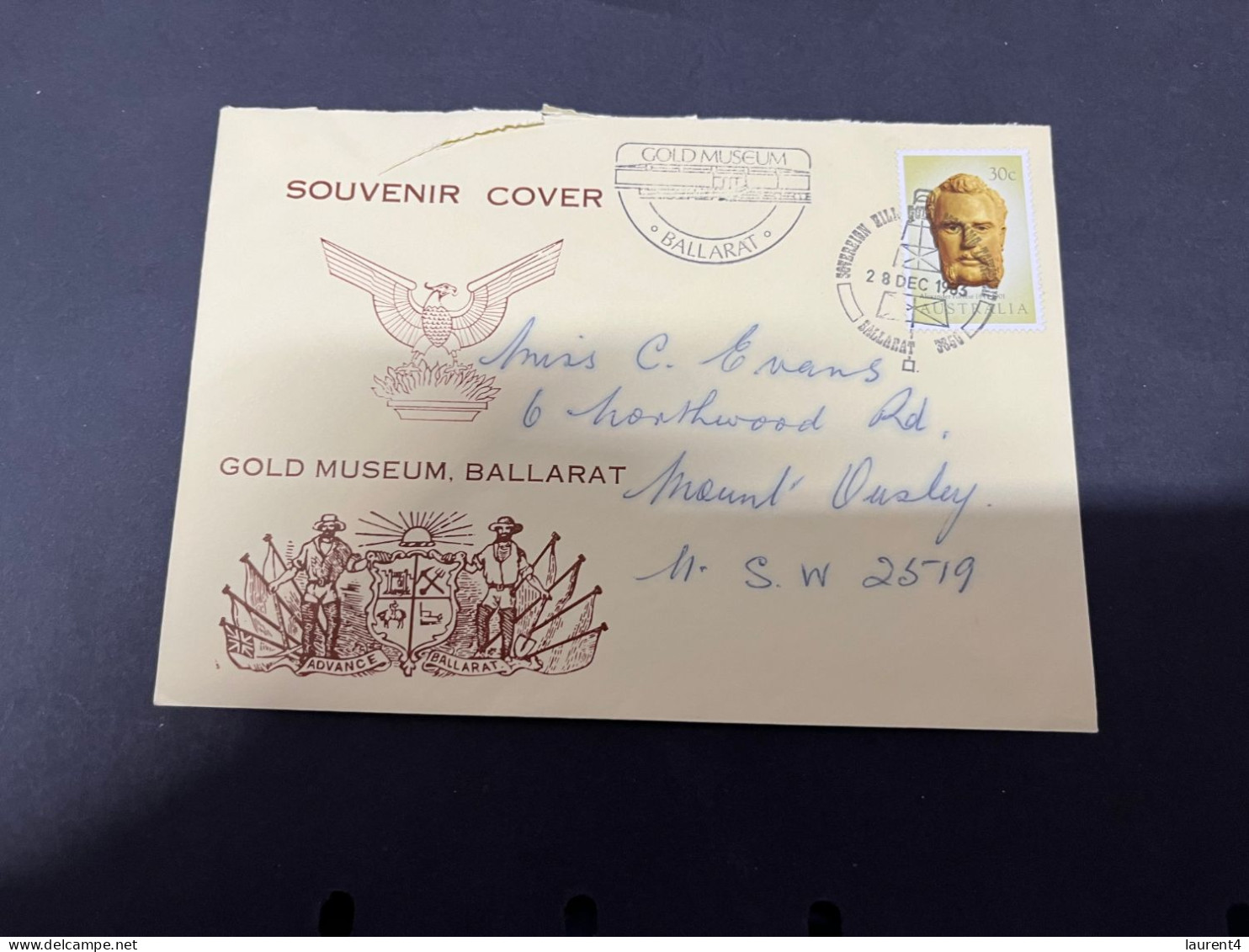 30-9-2023 (2 U 34) Australia FDC - 1983 - Ballarat Gold Museum (to Miss) - Autres & Non Classés