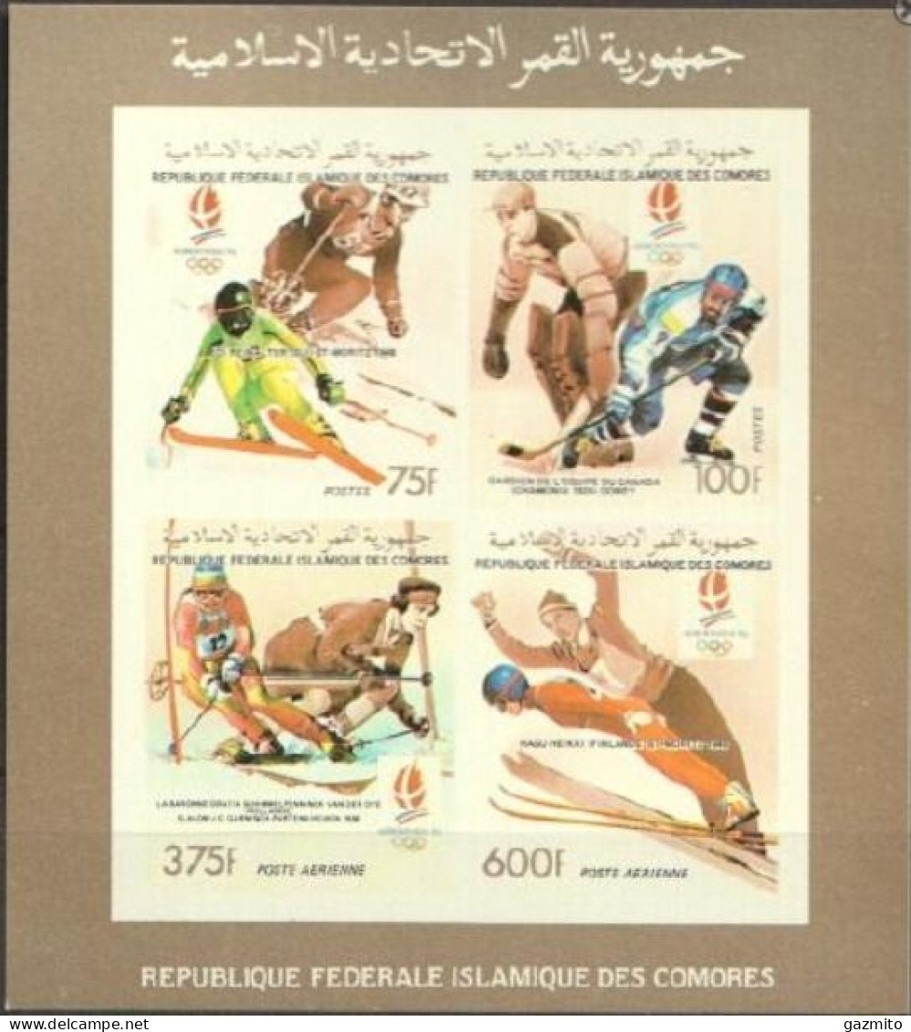 Comores 1992, Olympic Games In Albertville, Skiing, Ice Hockey, 4val In BF IMPERFORATED - Comores (1975-...)