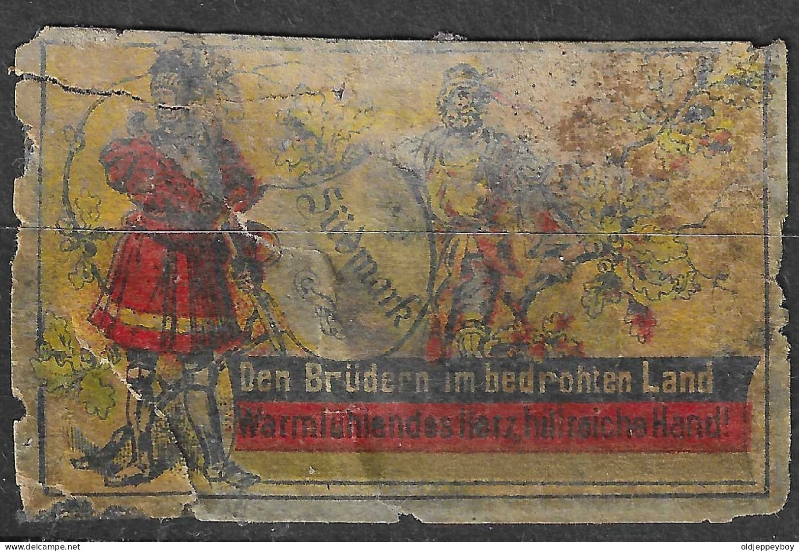 C1900  Phillumeny MATCHBOX LABEL GERMANY Sudmark Den Brüdern Im Bedrohten Land   3.5 X 5 Cm EXTRA RARE - Boites D'allumettes - Etiquettes