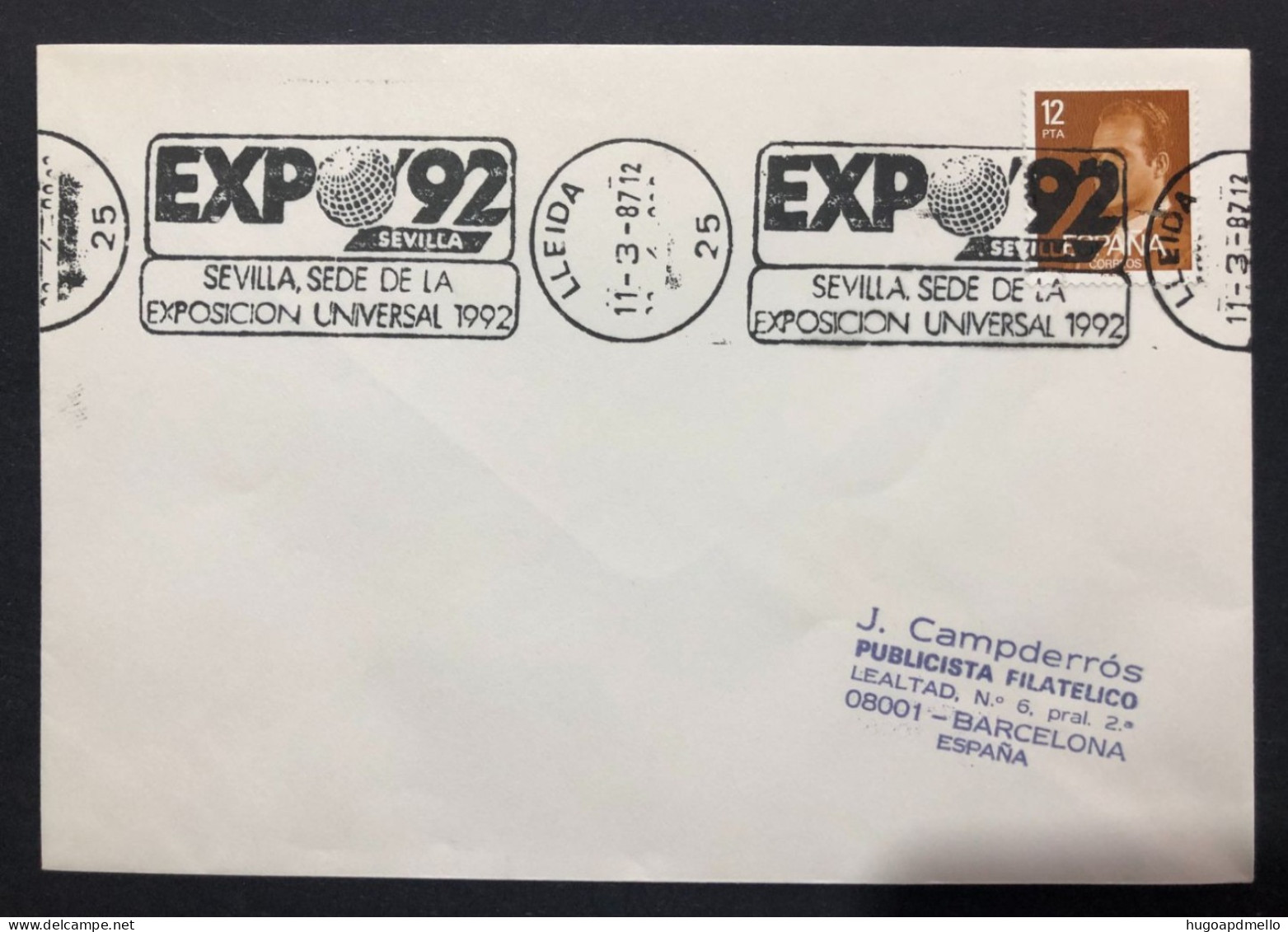 SPAIN, Cover With Special Cancellation « EXPO '92 », « LLEIDA Postmark », 1987 - 1992 – Siviglia (Spagna)