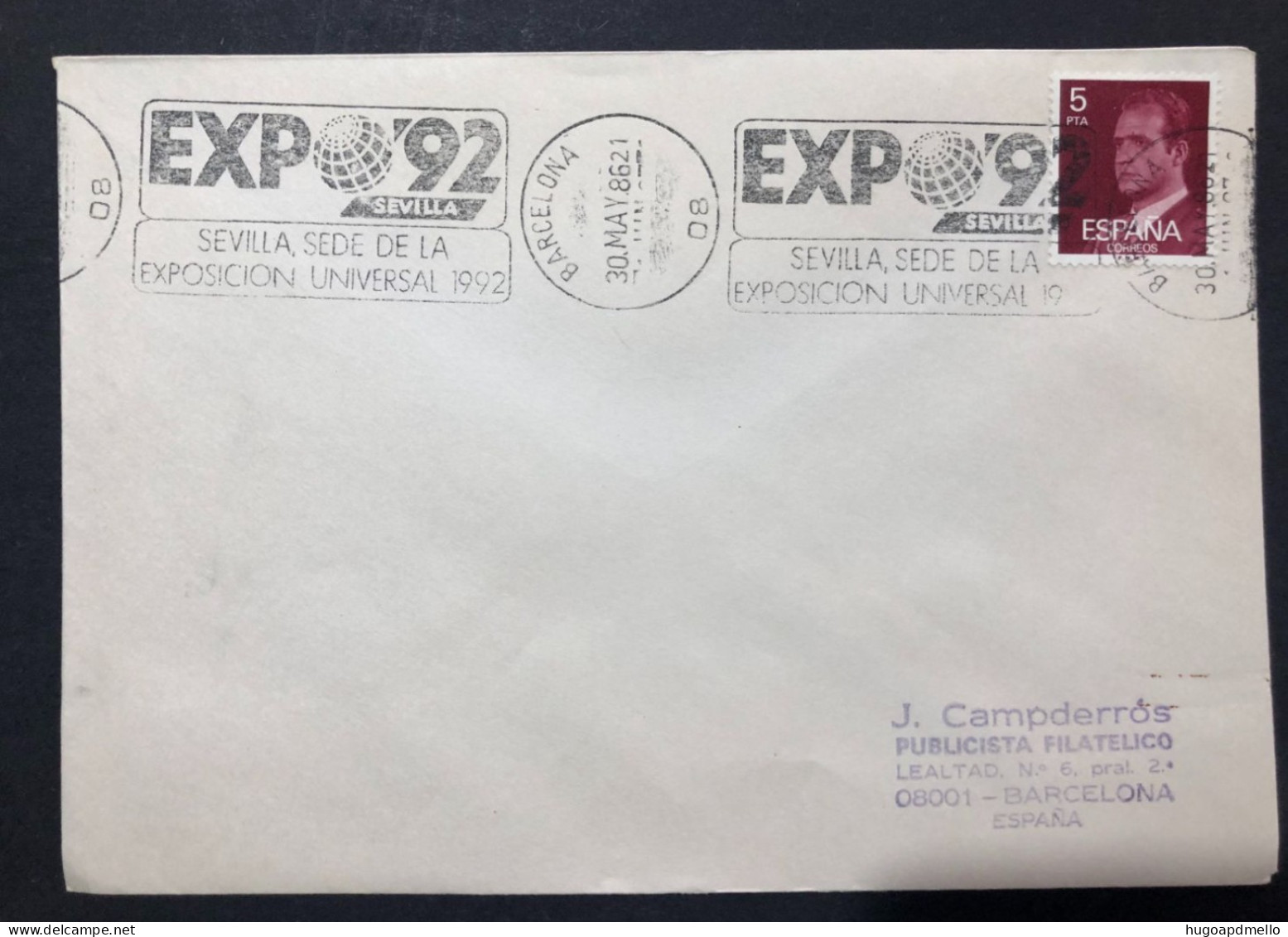 SPAIN, Cover With Special Cancellation « EXPO '92 », « BARCELONA Postmark », 1986 - 1992 – Séville (Espagne)