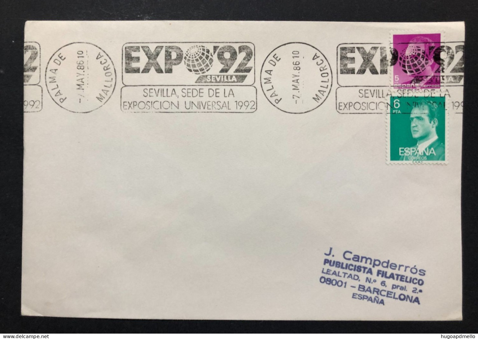 SPAIN, Cover With Special Cancellation « EXPO '92 », « PALMA DE MALLORCA Postmark », 1986 - 1992 – Séville (Espagne)