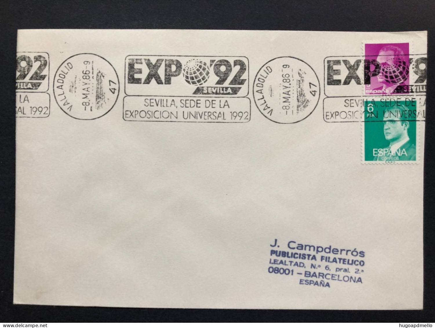 SPAIN, Cover With Special Cancellation « EXPO '92 », « VALLADOLID Postmark », 1986 - 1992 – Sevilla (Spain)