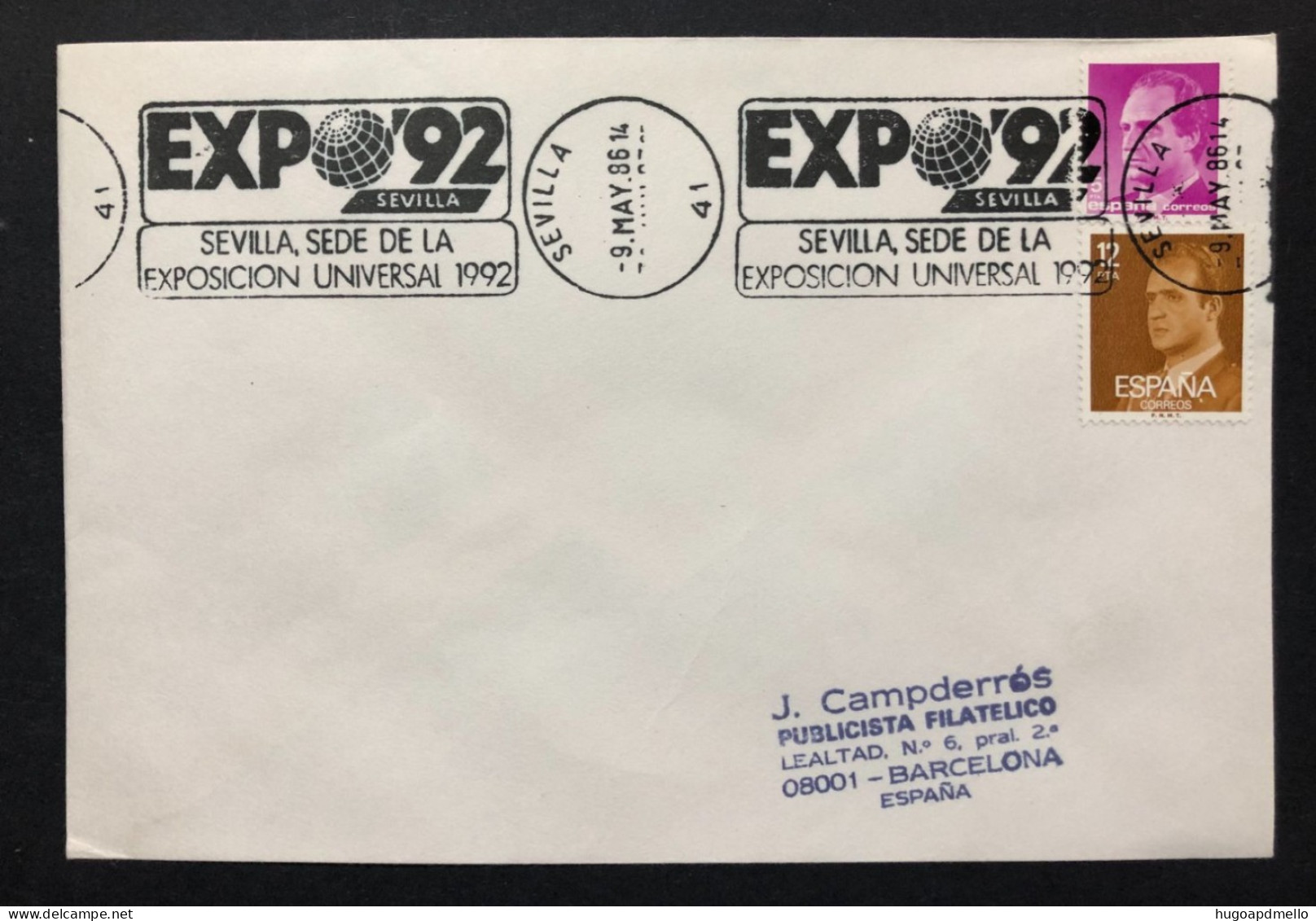 SPAIN, Cover With Special Cancellation « EXPO '92 », « SEVILLA Postmark », 1986 - 1992 – Sevilla (Spain)