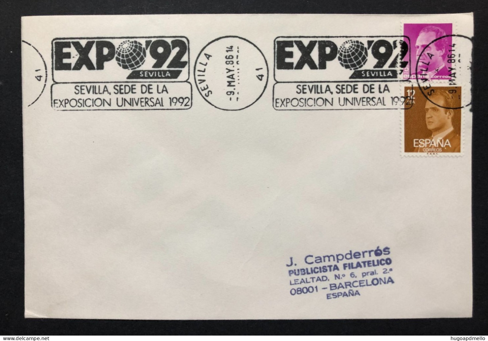 SPAIN, Cover With Special Cancellation « EXPO '92 », « SEVILLA Postmark », 1986 - 1992 – Séville (Espagne)