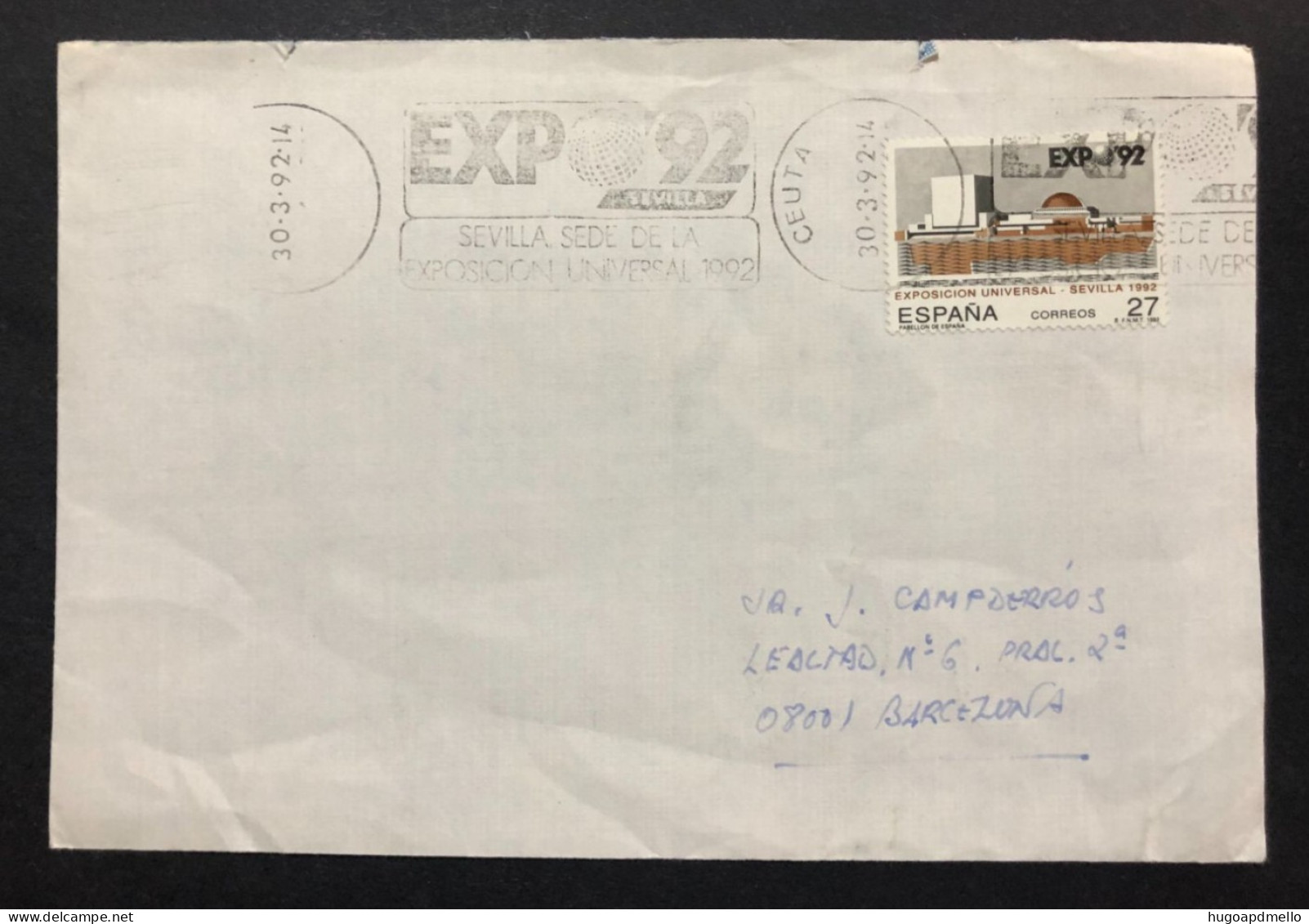 SPAIN, Cover With Special Cancellation « EXPO '92 », « CEUTA Postmark », 1992 - 1992 – Séville (Espagne)