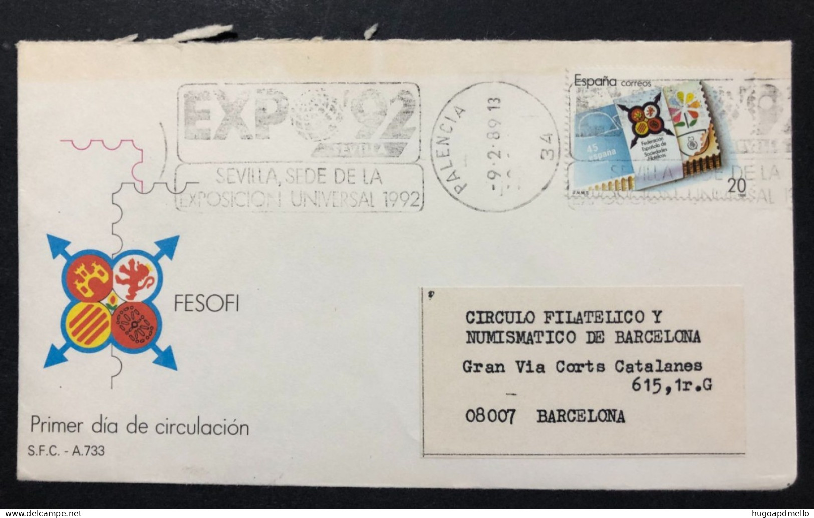 SPAIN, Cover With Special Cancellation « EXPO '92 », « PALENCIA Postmark », 1989 - 1992 – Séville (Espagne)