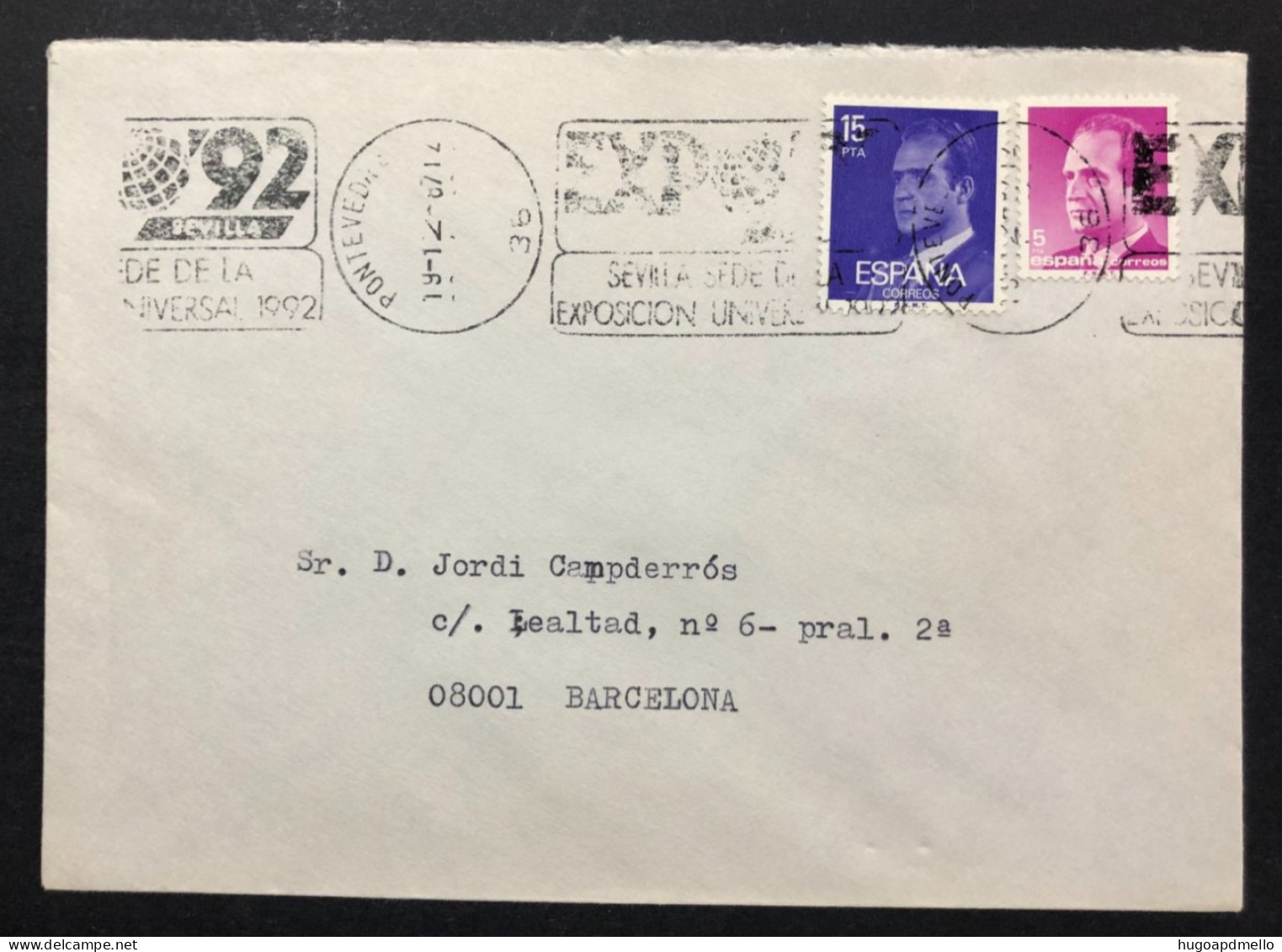 SPAIN, Cover With Special Cancellation « EXPO '92 », « PONTEVEDRA Postmark », 1987 - 1992 – Siviglia (Spagna)