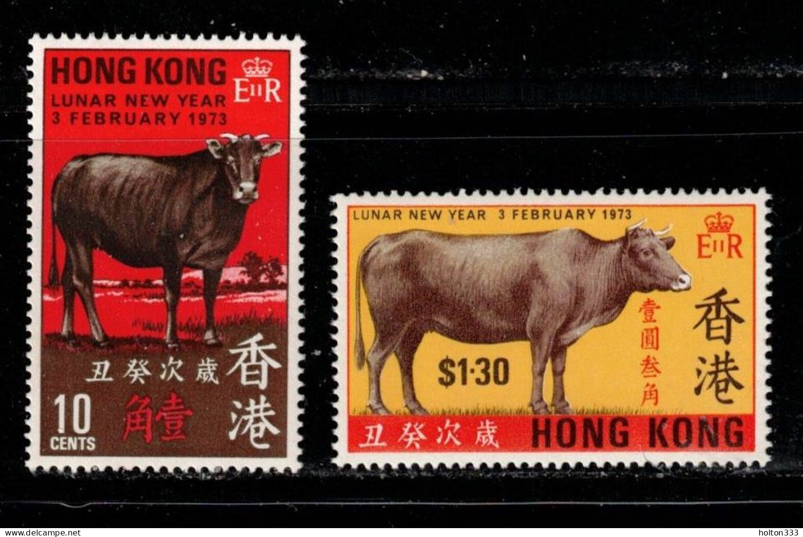 HONG KONG Scott # 273-4 MH - Lunar New Year 1973 - Unused Stamps