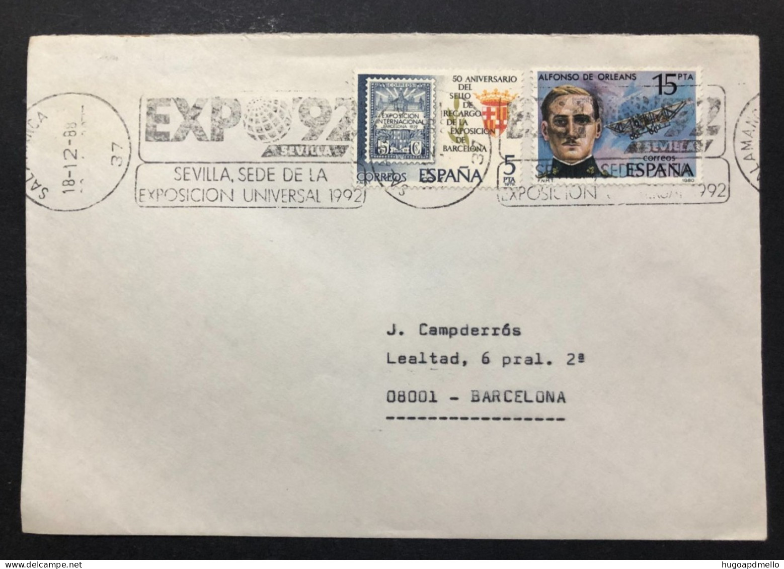 SPAIN, Cover With Special Cancellation « EXPO '92 », « SALAMANCA Postmark », 1988 - 1992 – Siviglia (Spagna)