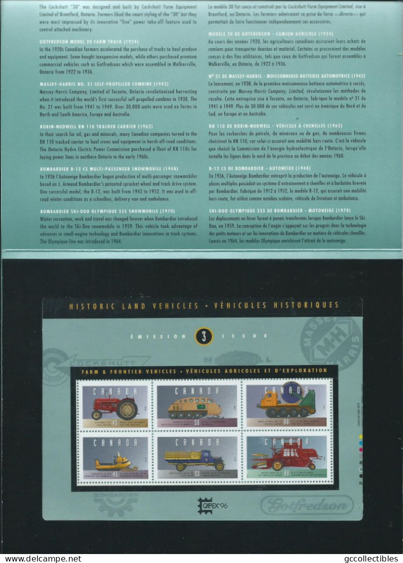 Canada # 1552 Souvenir Sheet Of 6 MNH - Historic Land Vehicles - 3 - Blocks & Sheetlets