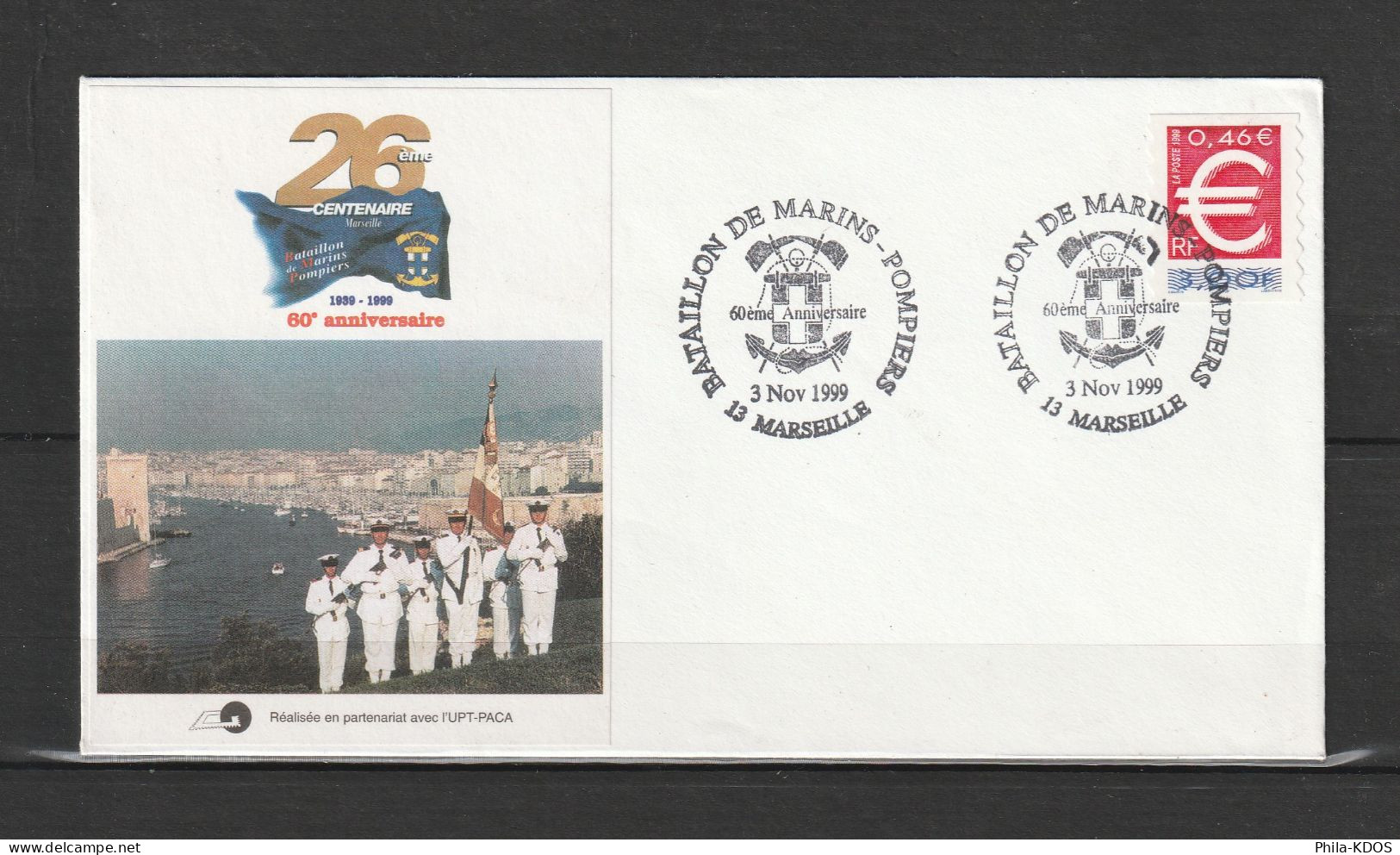 " 60 ANS DU BATAILLON DE MARINS-POMPIERS DE MARSEILLE " Sur Enveloppe Commémorative Du 3/11/1999. - Bombero