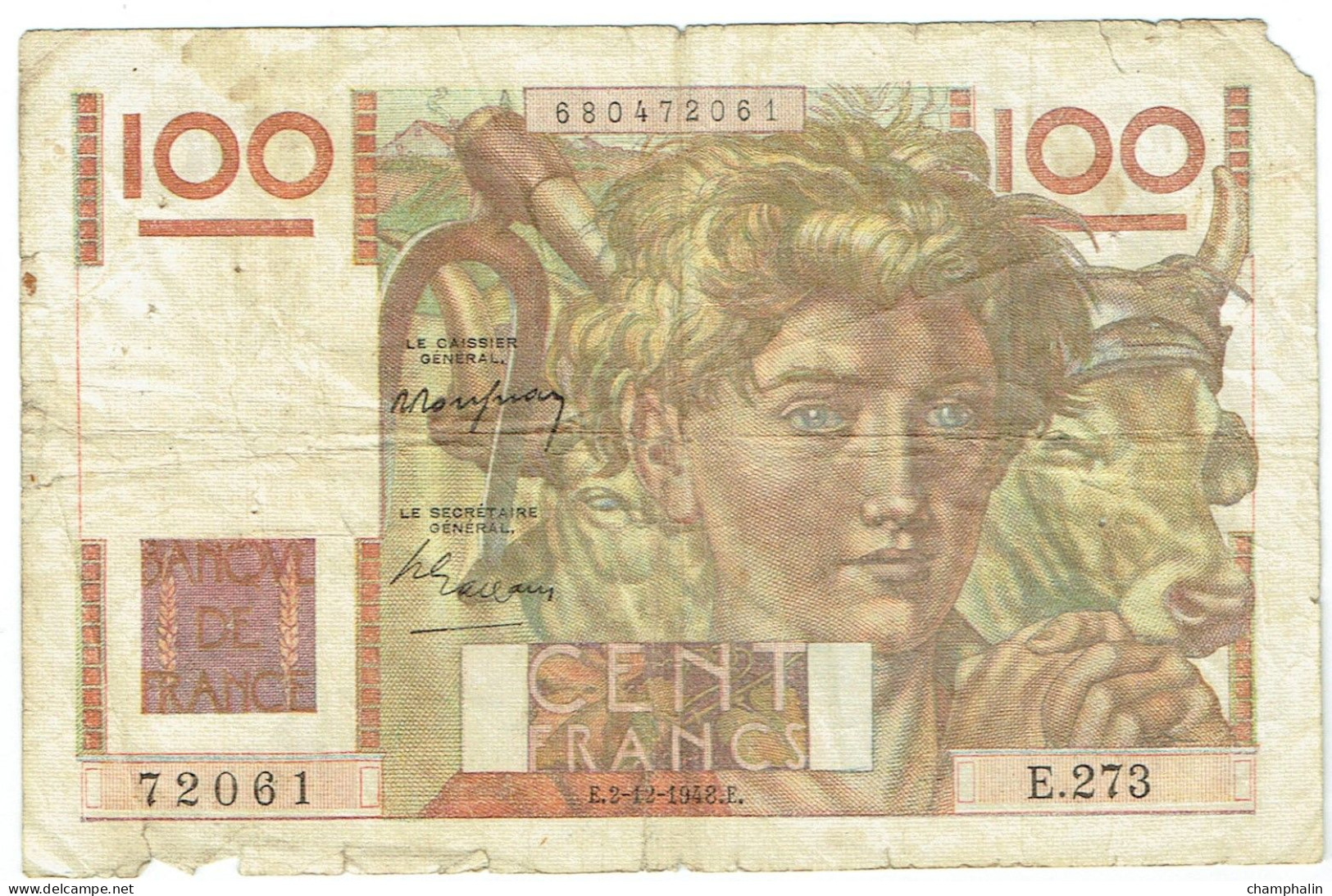 France - Billet De 100 Francs Type Jeune Paysan - 2 Décembre 1948 - 100 F 1945-1954 ''Jeune Paysan''