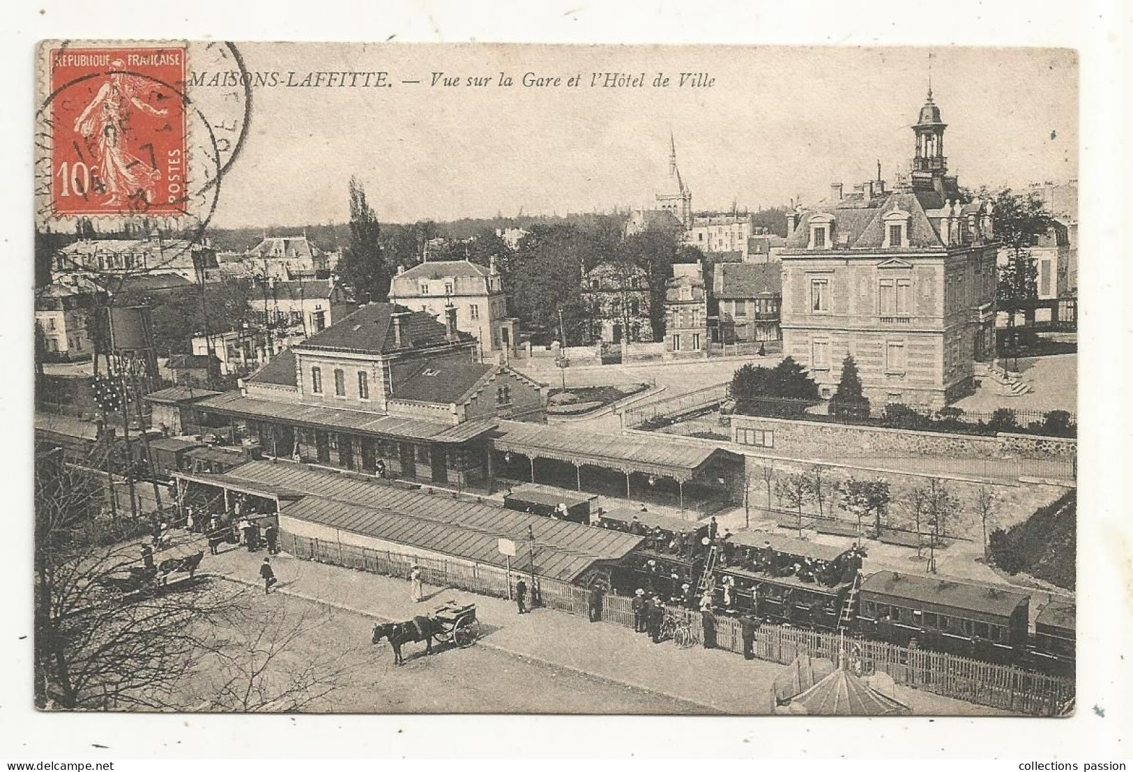 Cp, Chemin De Fer, Vue Sur La Gare Avec Trains Et L'hôtel De Ville, Voyagée, 78, MAISONS LAFITTE - Gares - Avec Trains