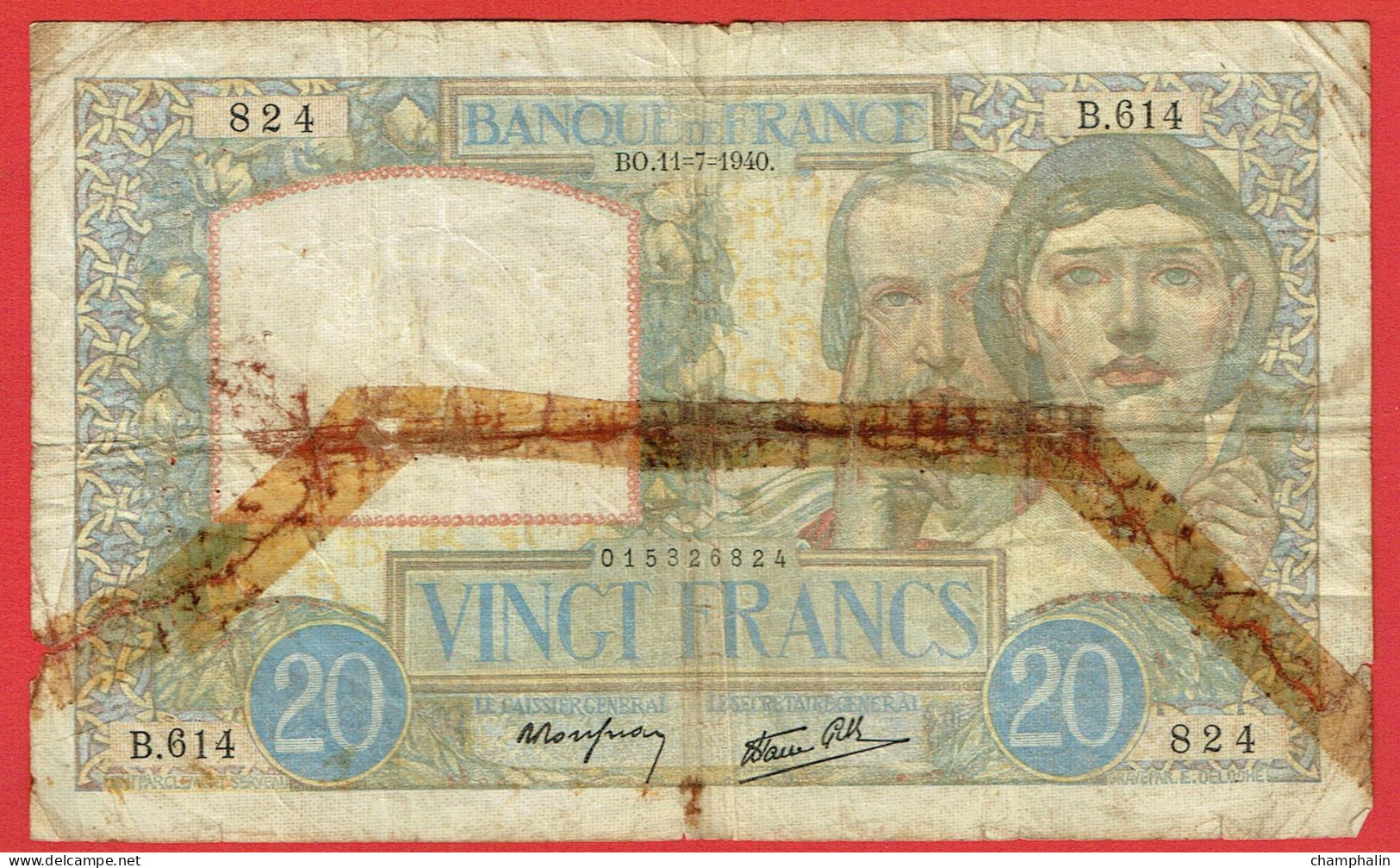 France - Billet De 20 Francs Type Science Et Travail - 11 Juillet 1940 - 20 F 1939-1942 ''Science Et Travail''