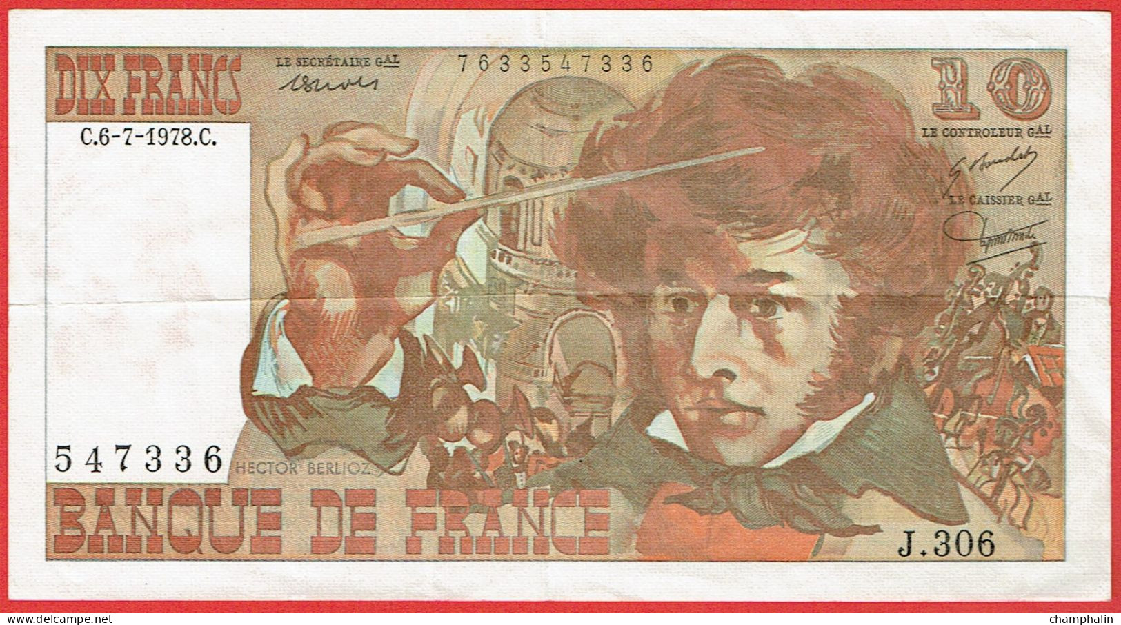 France - Billet De 10 Francs Type Berlioz - 6 Juillet 1978 - 10 F 1972-1978 ''Berlioz''