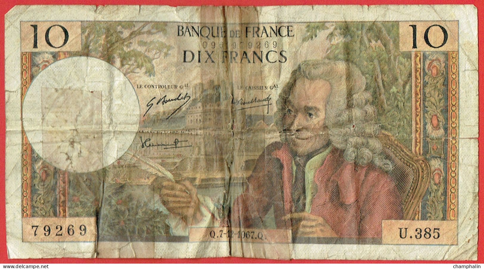 France - Billet De 10 Francs Type Voltaire - 7 Décembre 1967 - 10 F 1963-1973 ''Voltaire''