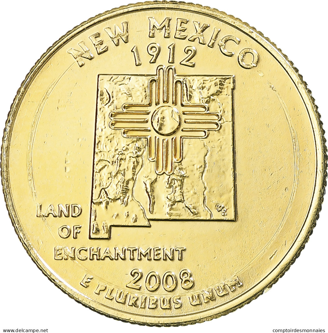 Monnaie, États-Unis, New Mexico, Quarter, 2008, U.S. Mint, Dahlonega, Golden - 2010-...: National Parks