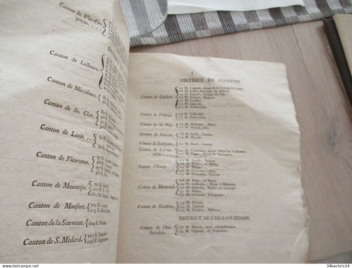 N7 Gers Révolution Liste Du Juré De Jugement ^pour Le Trimestre De Juillet 1792 Annoté - Décrets & Lois