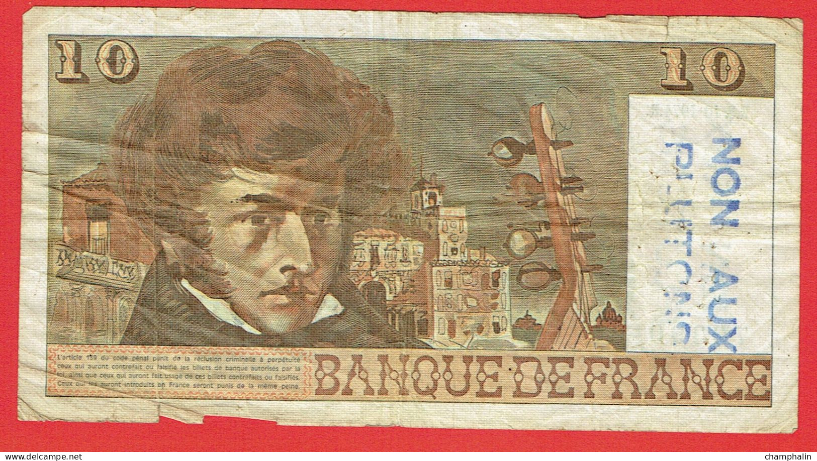 France - Billet De 10 Francs Type Berlioz - 3 Octobre 1974 - Cachet 'Non Aux Plutons' - 10 F 1972-1978 ''Berlioz''