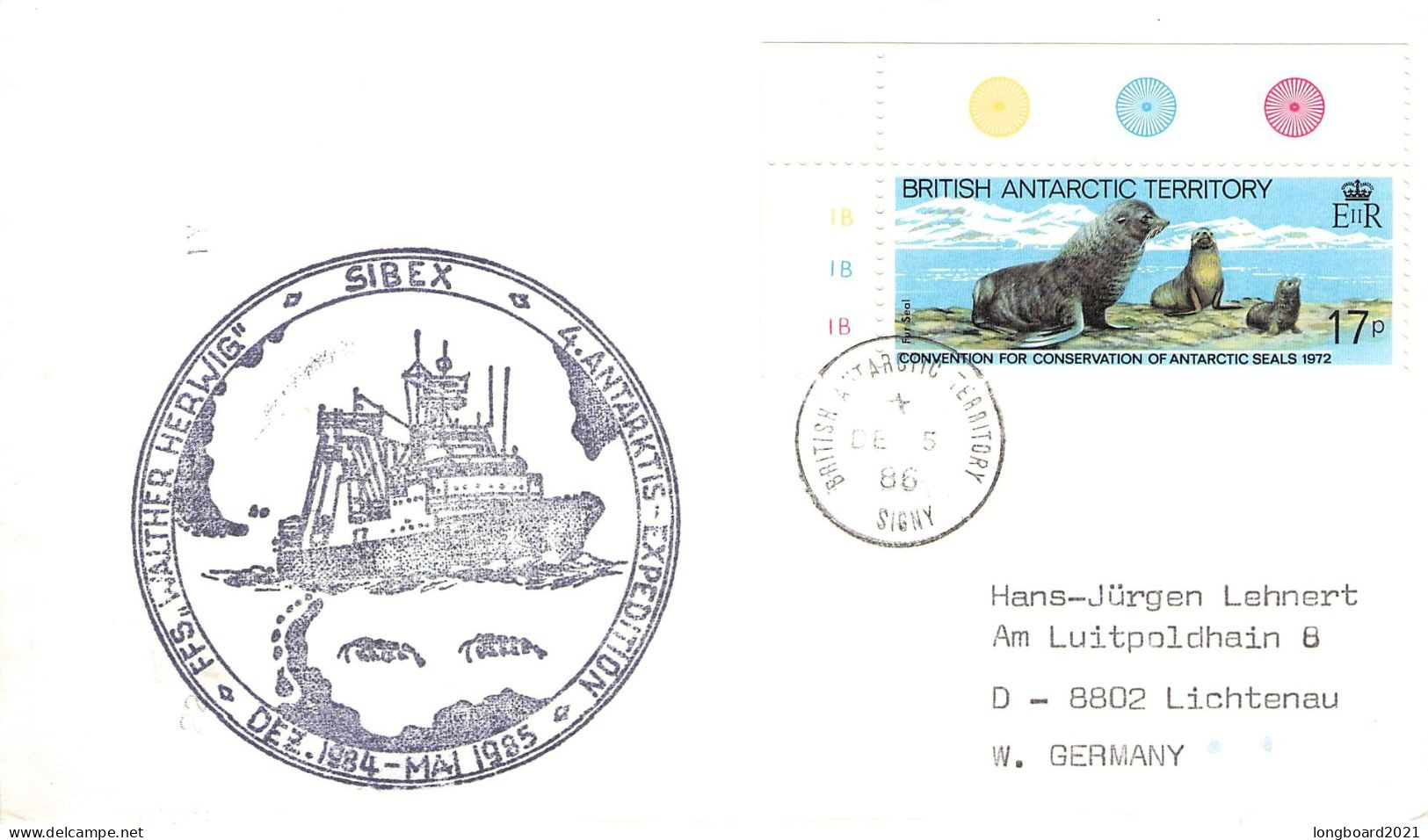 BRIT. ANTARCTIC TERR. - SIGNY - DE 1986 / 1223 - Briefe U. Dokumente