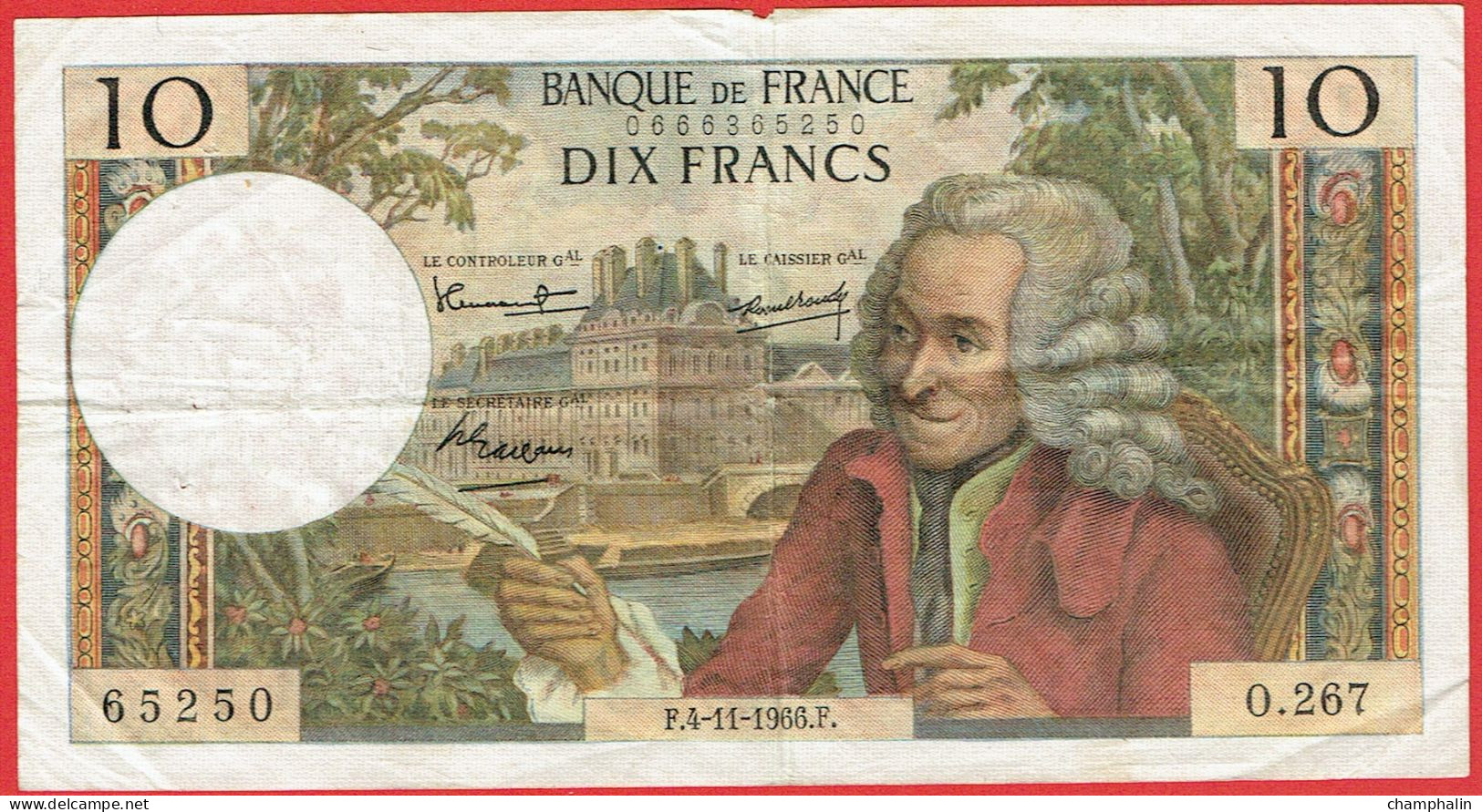 France - Billet De 10 Francs Type Voltaire - 4 Novembre 1966 - 10 F 1963-1973 ''Voltaire''