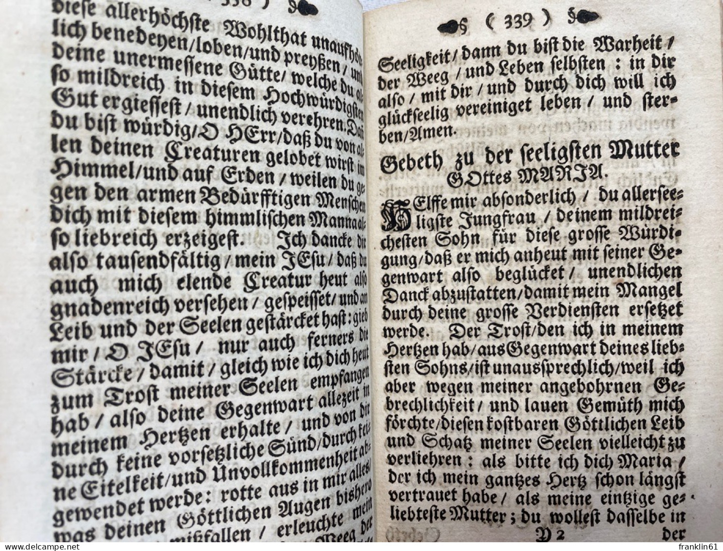 Geistliche Seelen-Speis, Oder Andächtige vor- und nach der Communion Gebether, Zu Gott dem Allmächtige[n], sei