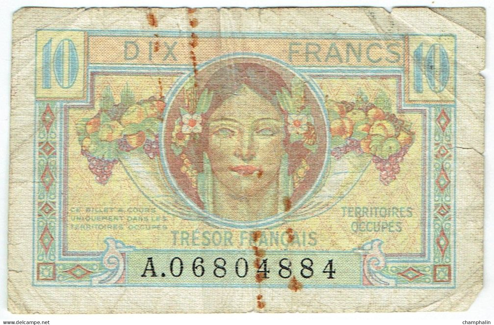 France - Billet De 10 Francs - Trésor Français - Territoires Occupés - 1947 Staatskasse Frankreich