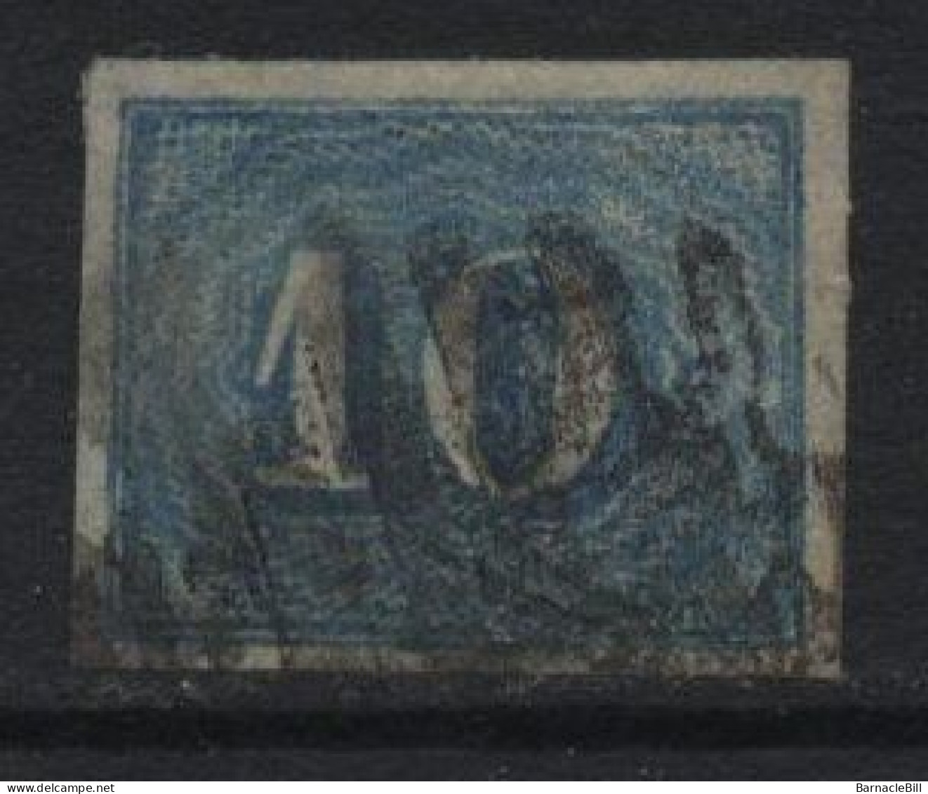 Brazil (15) 1854 Issue. 10r. Blue. Used. Hinged. - Oblitérés