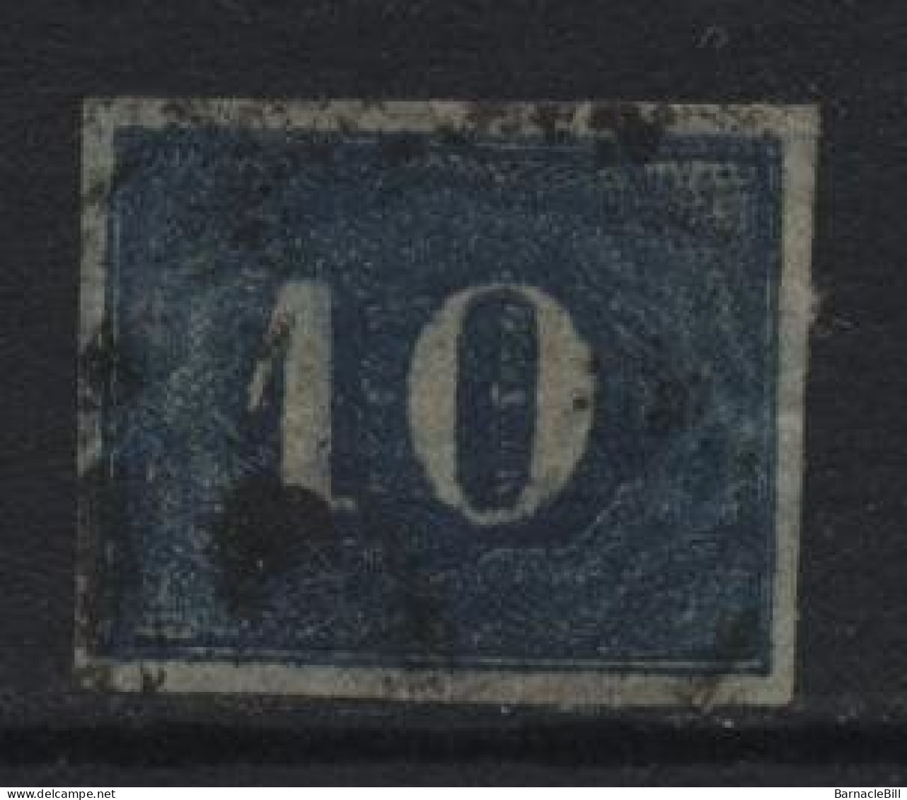Brazil (16) 1854 Issue. 10r. Blue. Used. Hinged. - Oblitérés
