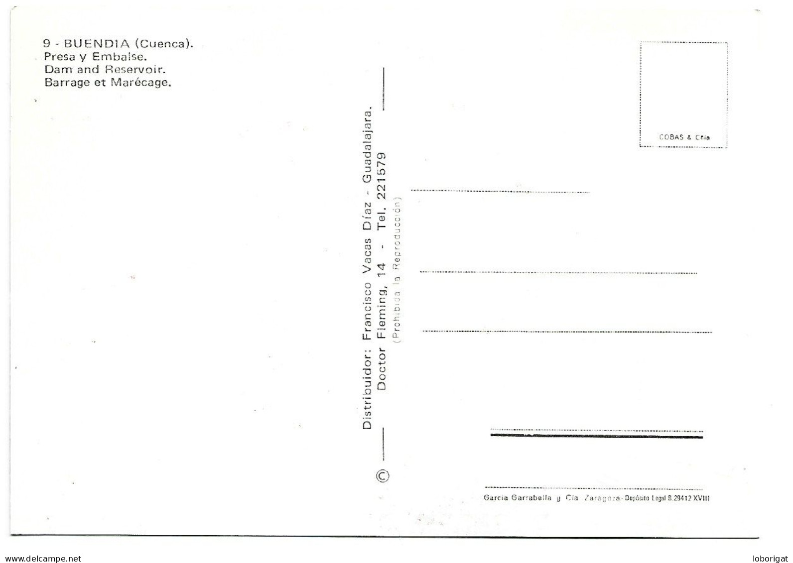 PRESA Y EMBALSE / DAM AND RESERVOIR.- BUENDIA - CUENCA.- ( ESPAÑA ). - Cuenca