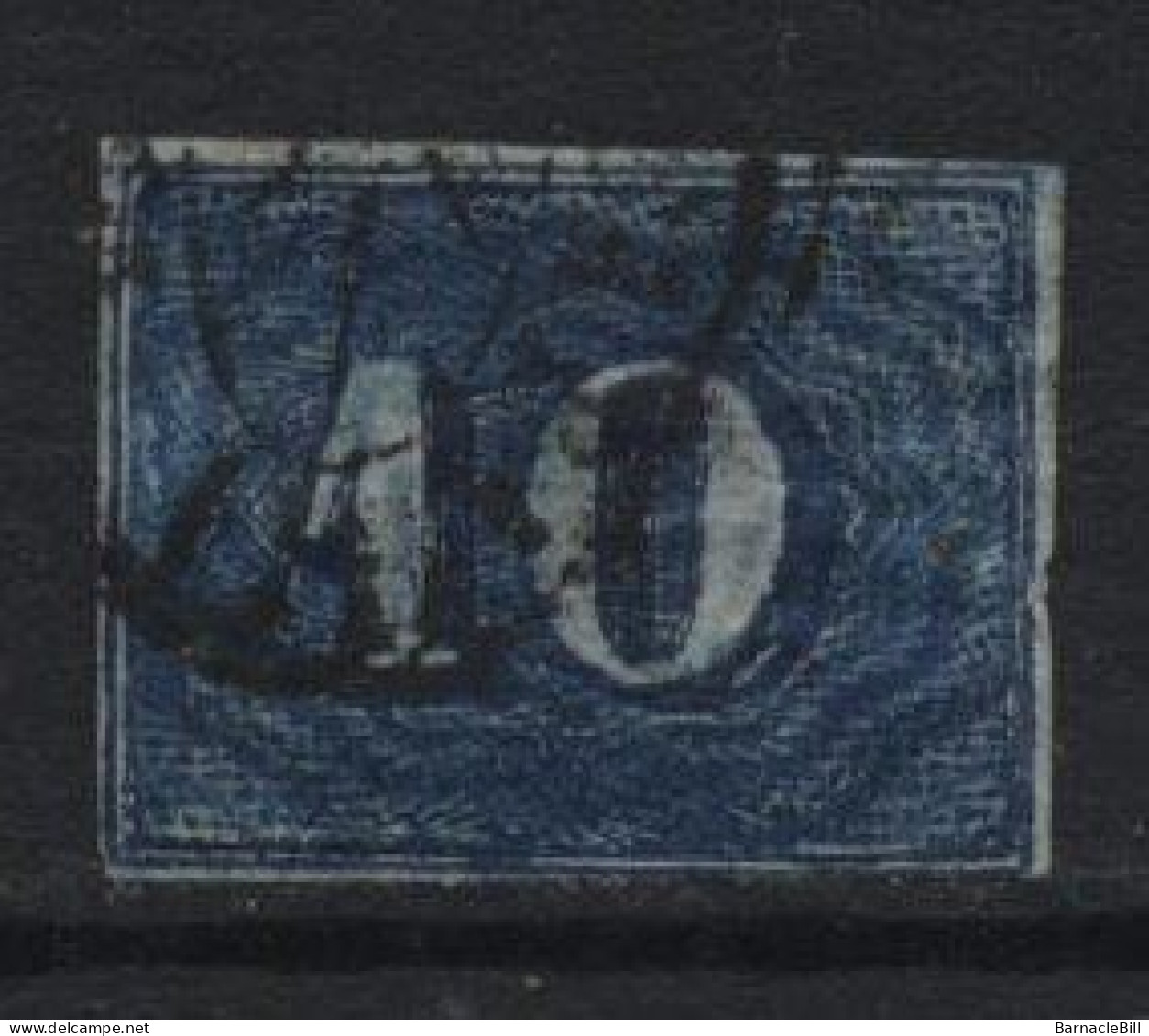 Brazil (17) 1854 Issue. 10r. Blue. Used. Hinged. - Oblitérés
