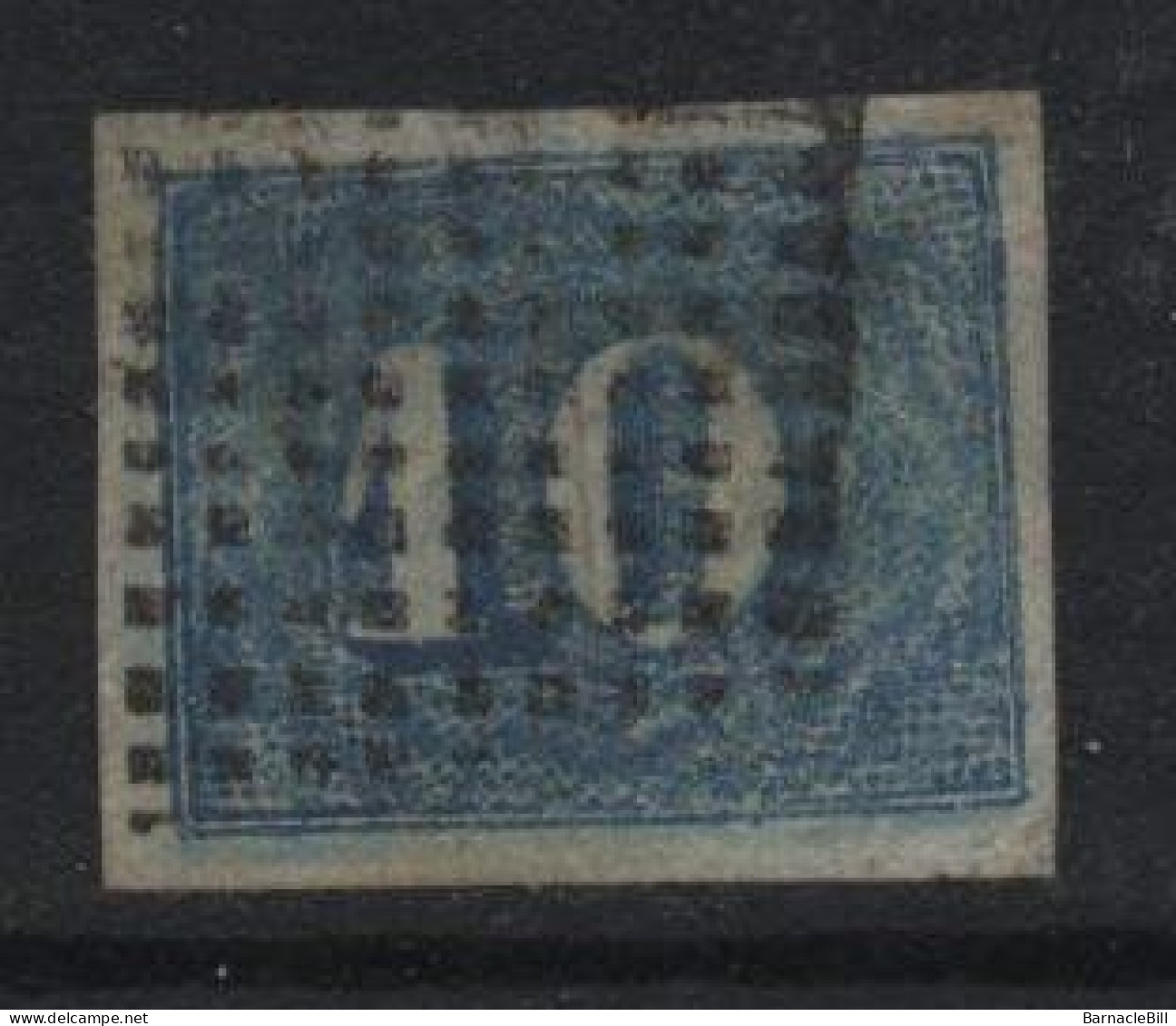 Brazil (19) 1854 Issue. 10r. Blue. Used. Hinged. - Oblitérés