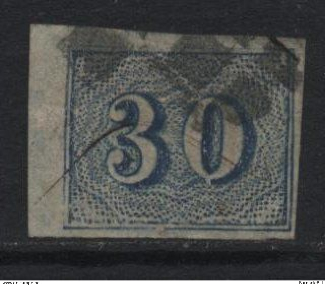 Brazil (23) 1854 Issue. 30r. Blue. Used. Hinged. - Used Stamps