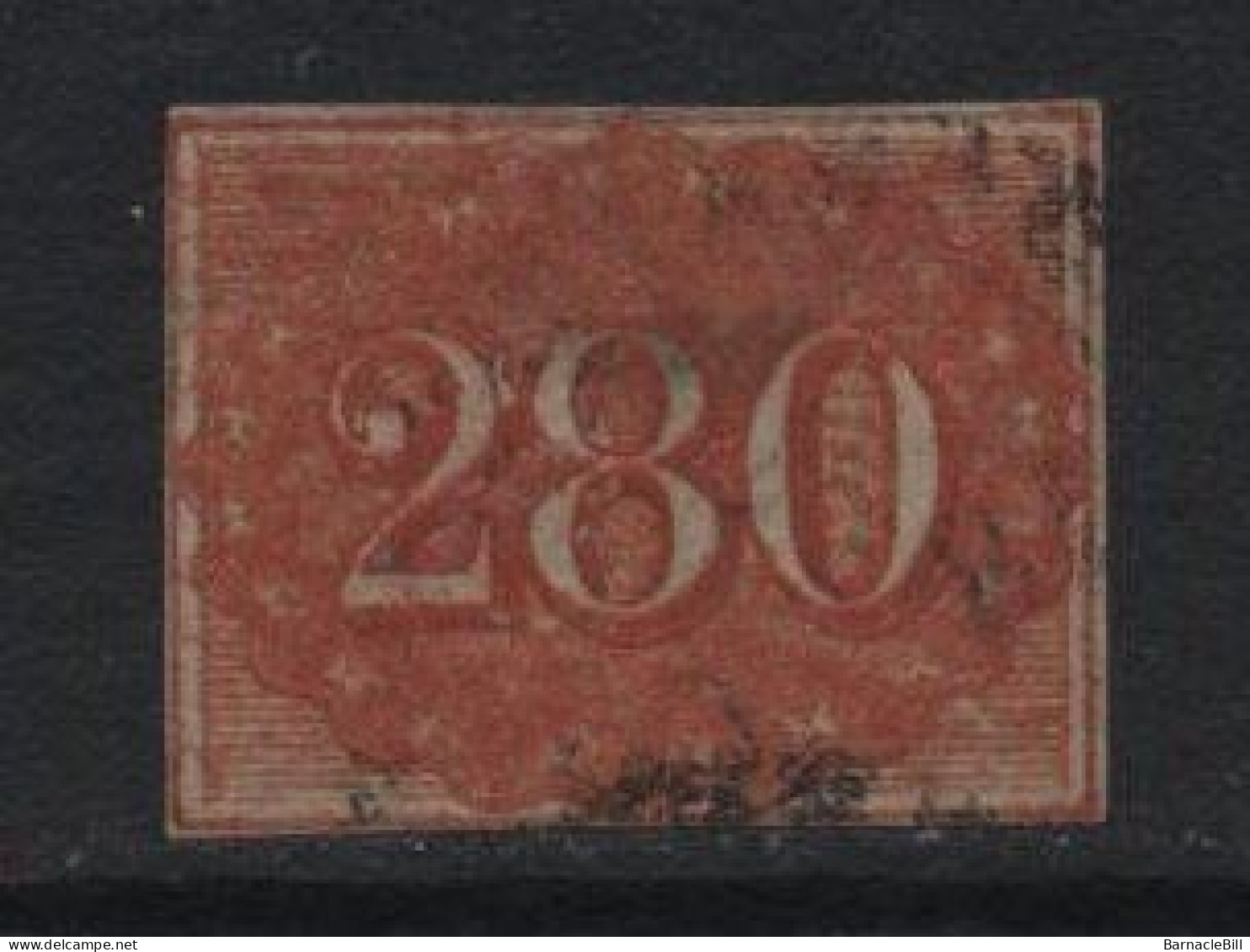 Brazil (24) 1854 Issue. 280r. Red. Used. Hinged. - Oblitérés