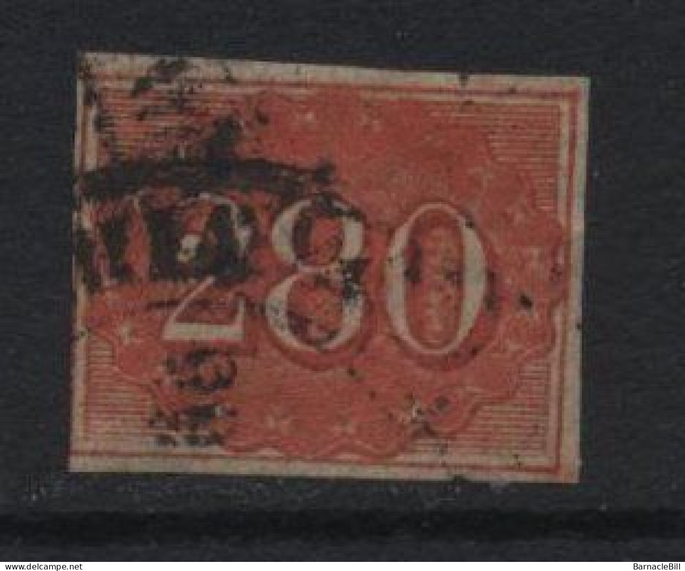 Brazil (25) 1854 Issue. 280r. Red. Used. Hinged. - Used Stamps