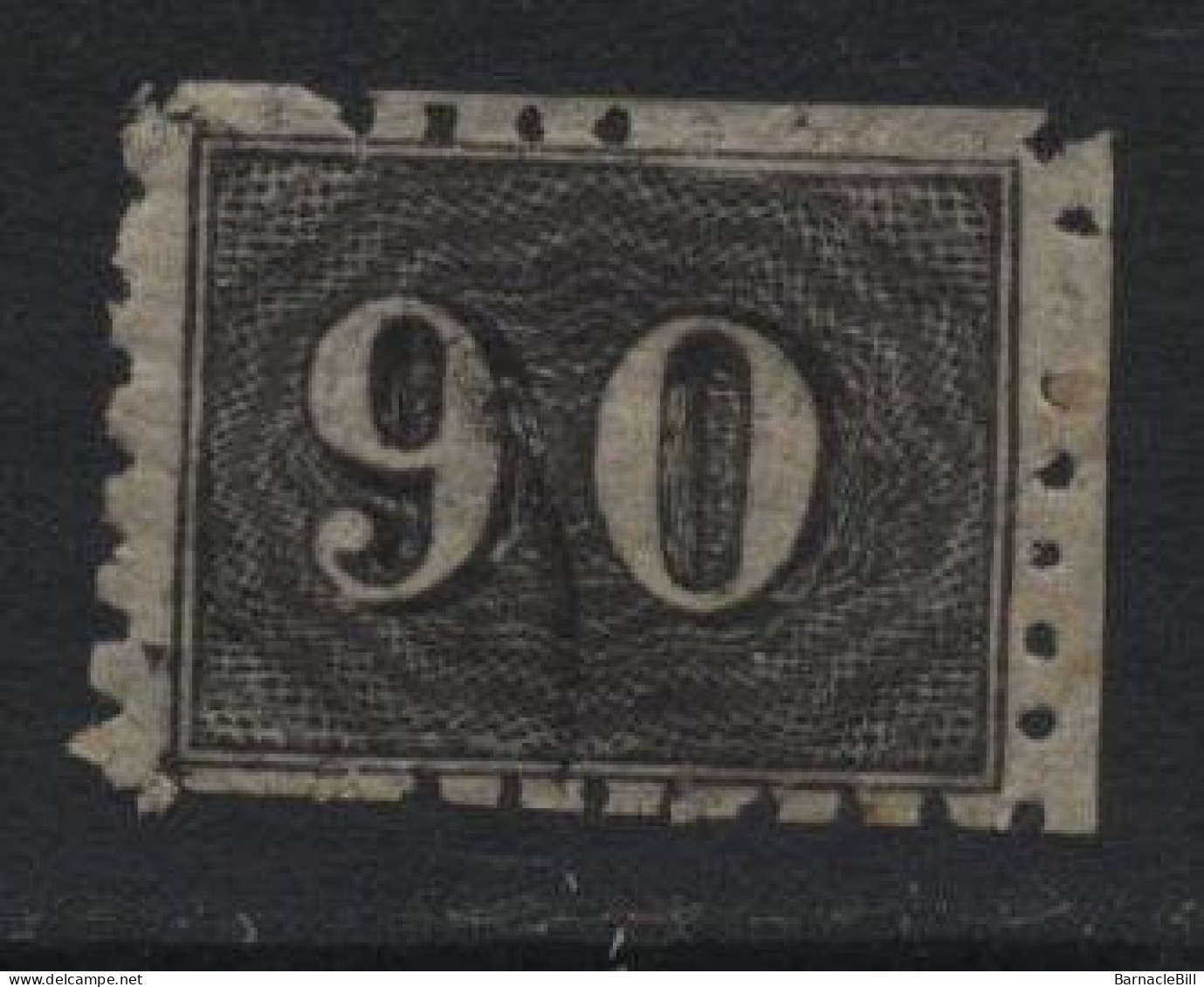 Brazil (33) 1866 Perforated Issue. 90r. Black. Used. Hinged. - Oblitérés