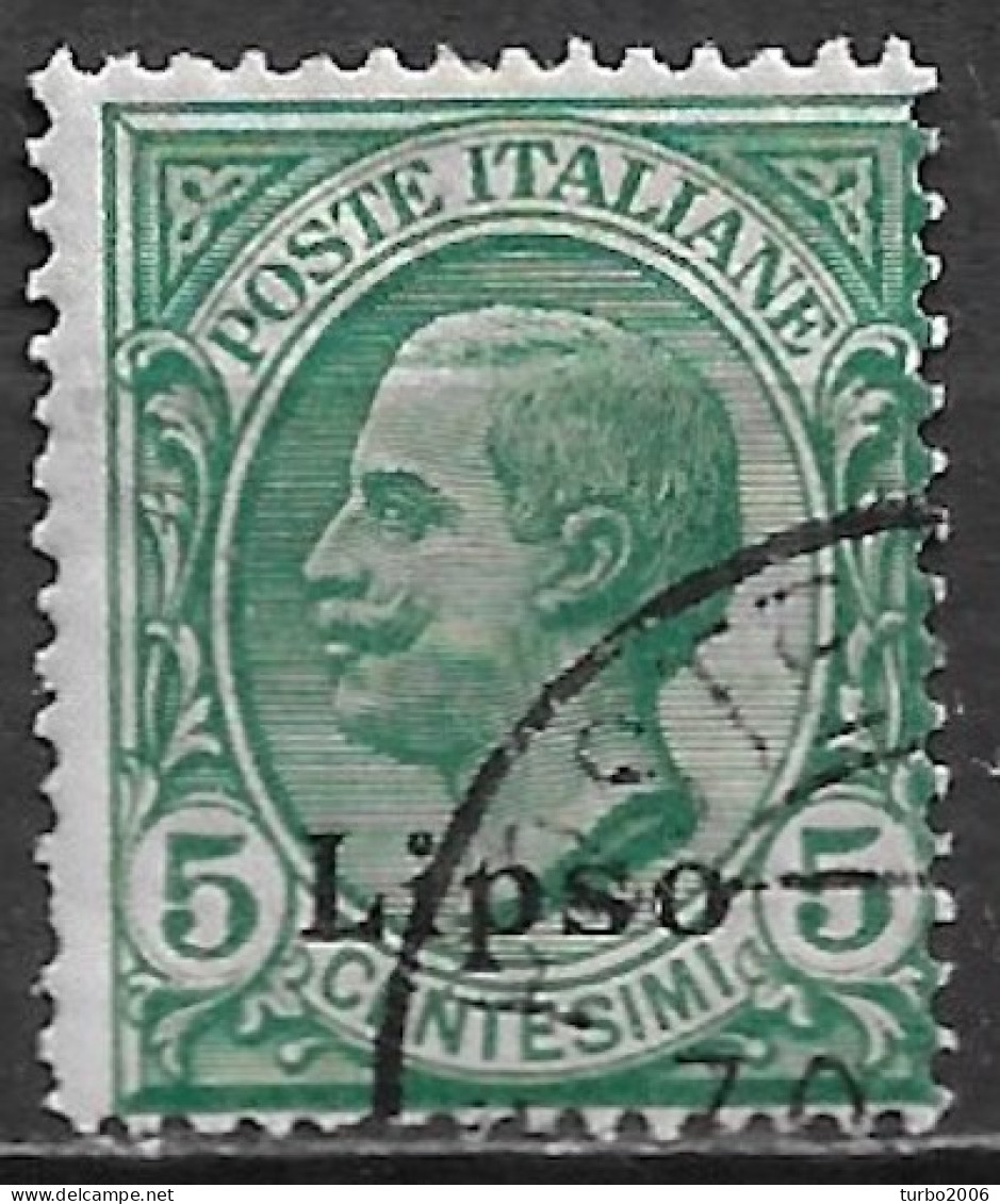 DODECANESE 1912 Black Overprint LIPSO On Italian Stamps 5 C Green Vl. 2 - Dodecanese