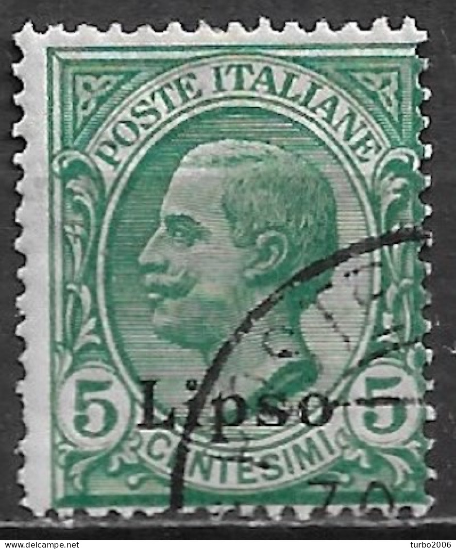 DODECANESE 1912 Black Overprint LIPSO On Italian Stamps 5 C Green Vl. 2 - Dodekanisos