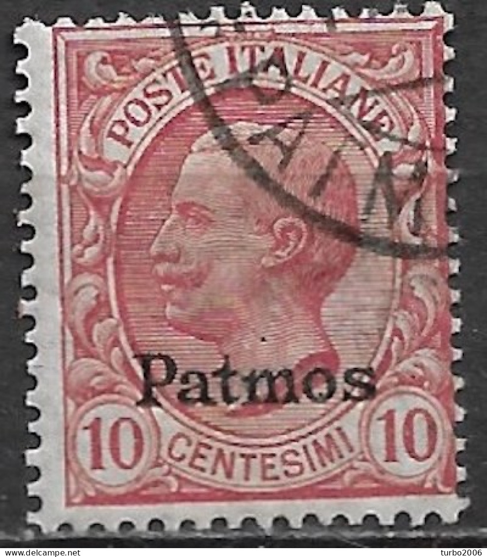 DODECANESE 1912 Black Overprint PATMOS On Italian Stamps 10 C Carmine Vl. 3 - Dodekanisos