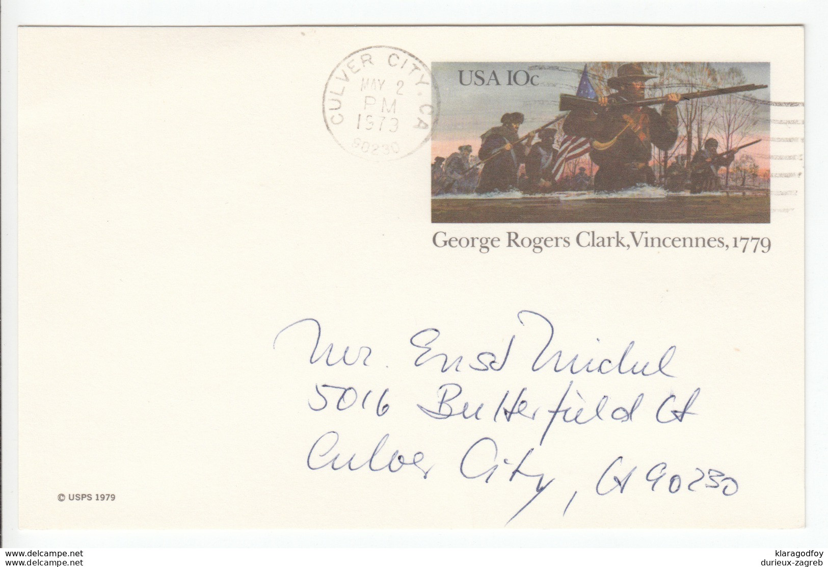 US Postal Stationery Postcard 1979 Bicentenary Of Capture Of Fort Sackville By George Rogers Clark UX78 Bb180103 - 1961-80