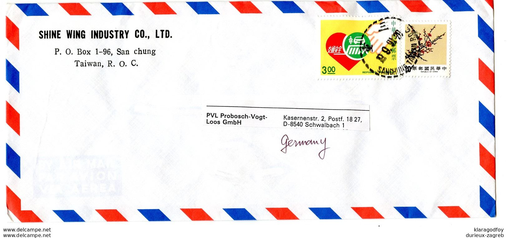 Shine Wing Industry Co., San Chung Air Mail Company Letter Cover Posted 1991 To Germany B200120 - Lettres & Documents