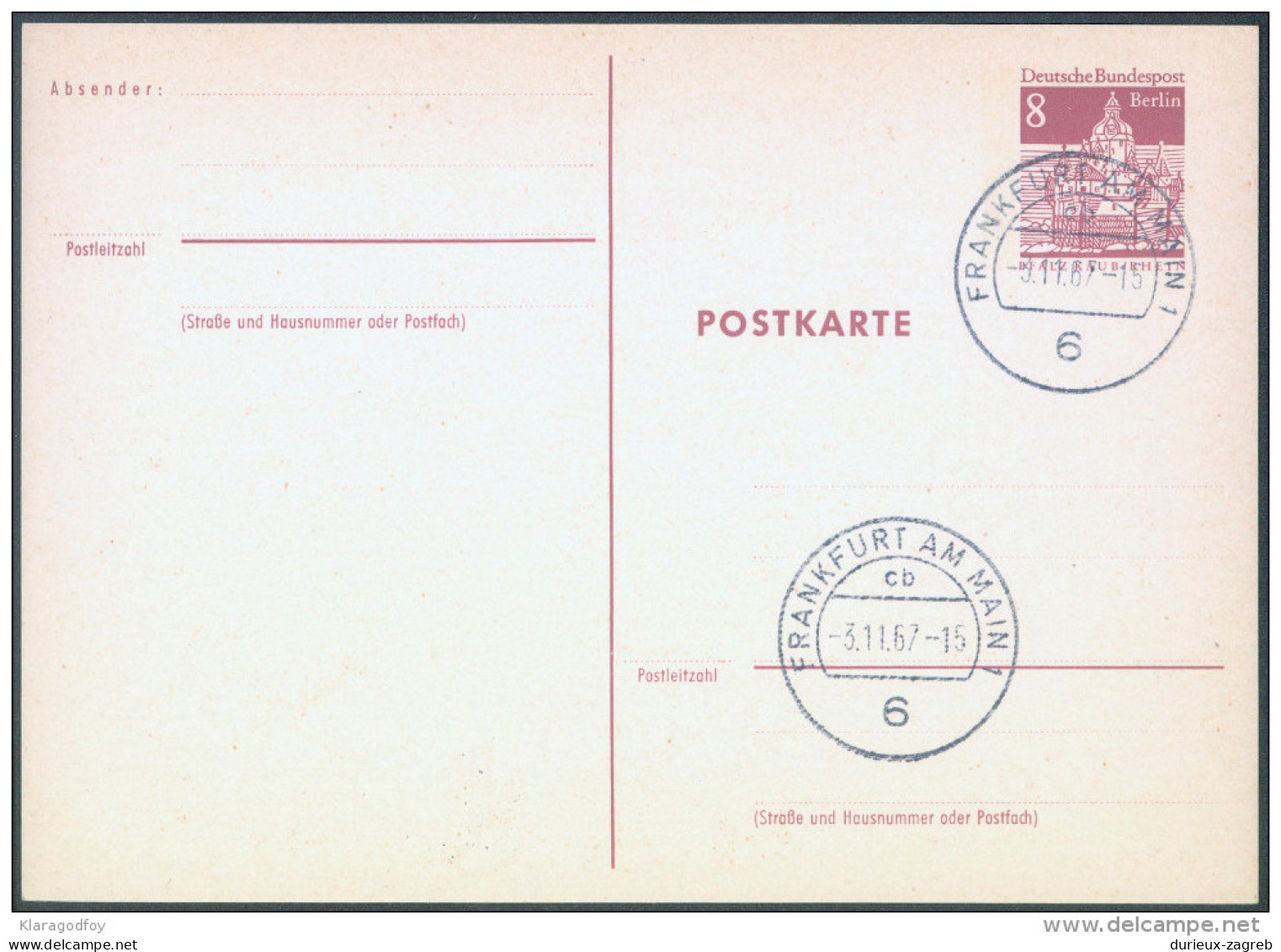 Germany Berlin Postal Stationery Postcard Postkarte Postmarked Bb - Postcards - Mint